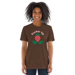 Unisex Tri-Blend Pucker Up T-Shirt: Comfortable, Elastic & Durable