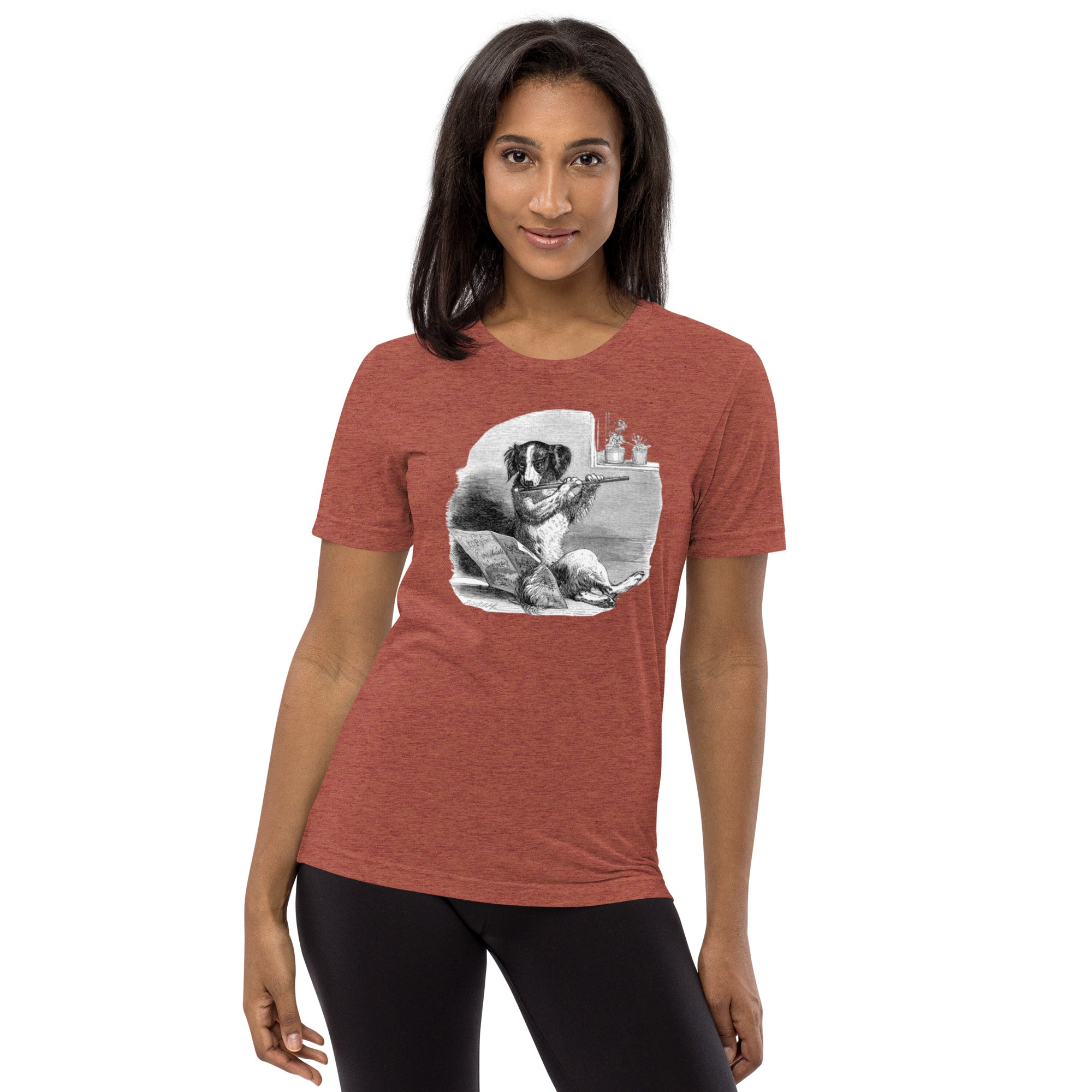 Unisex Tri-Blend T-Shirt: Comfortable & Durable with Dog Flute Graphic