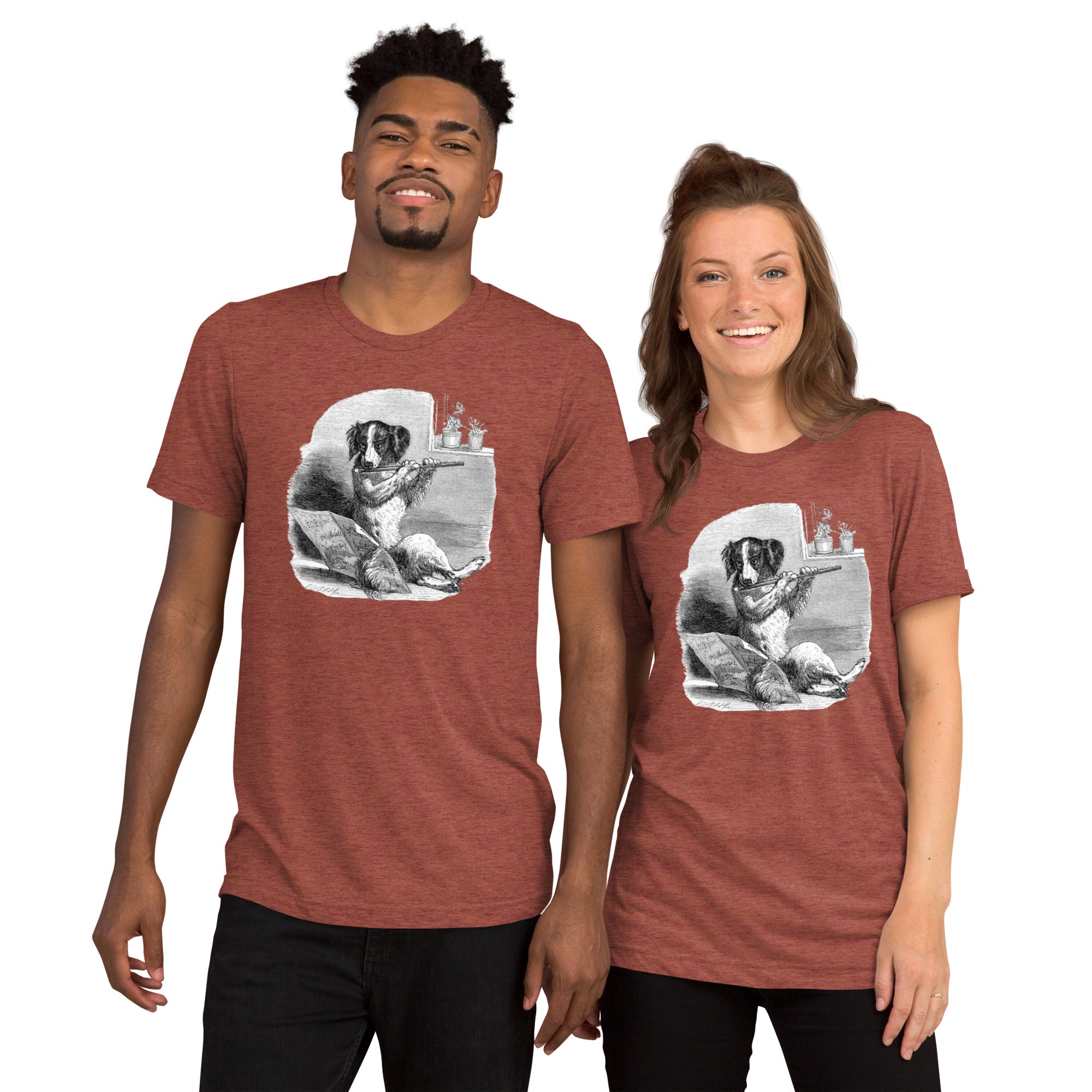 Unisex Tri-Blend T-Shirt: Comfortable & Durable with Dog Flute Graphic