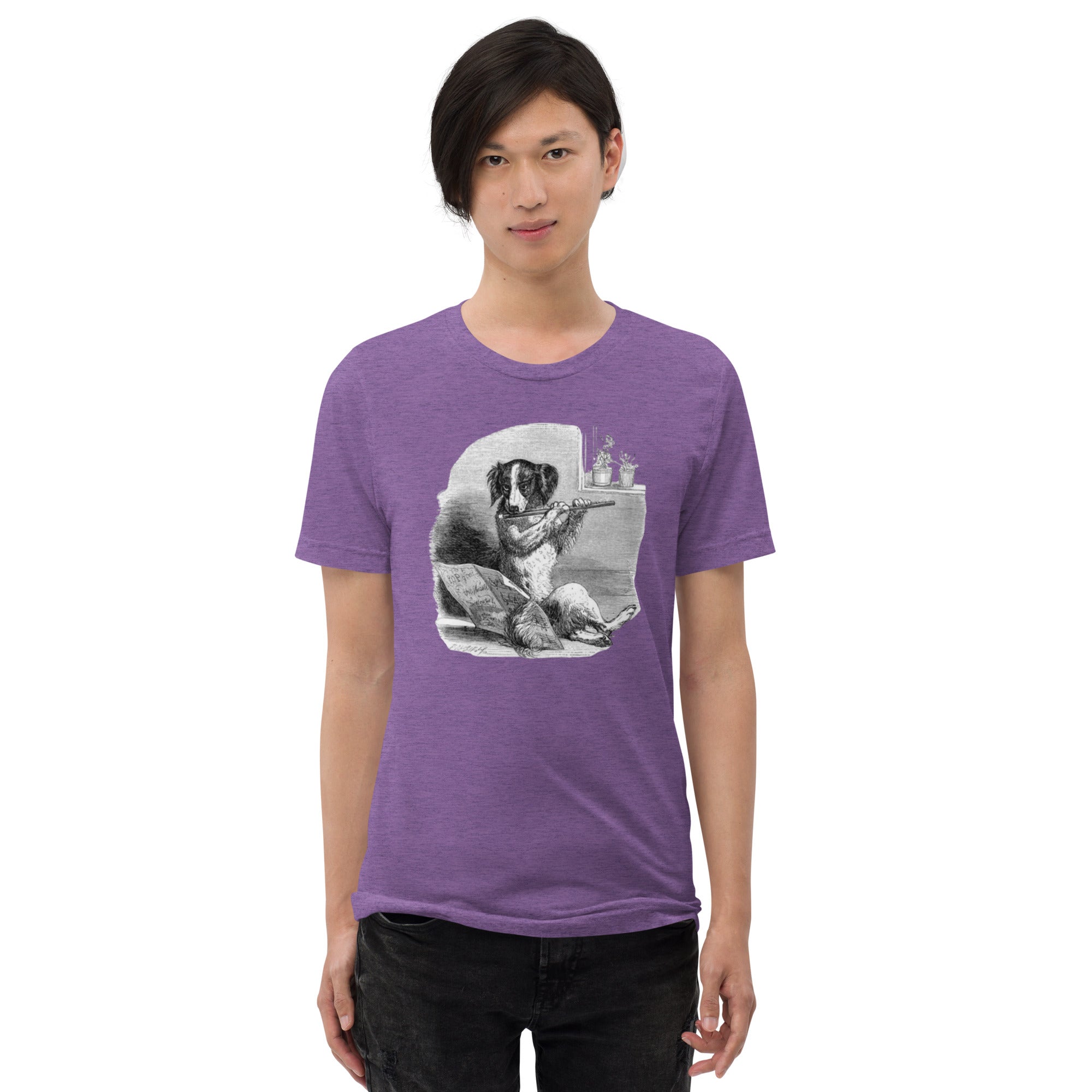 Unisex Tri-Blend T-Shirt: Comfortable & Durable with Dog Flute Graphic