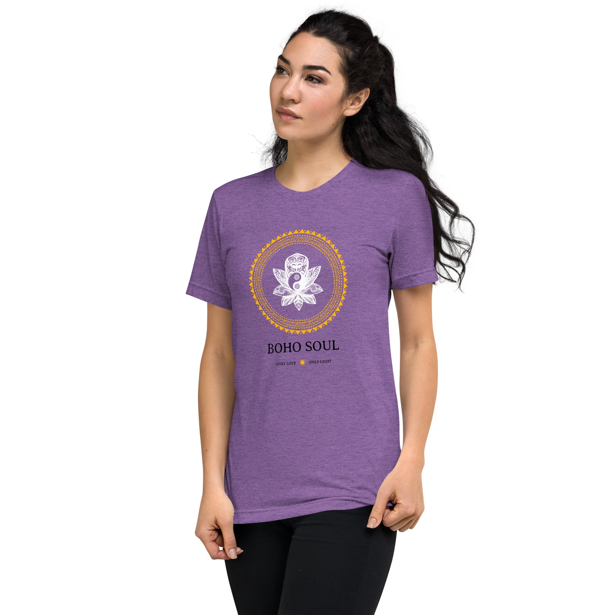 Boho Mandala Short Sleeve Tee: Boho Soul with Only Love, Only Light