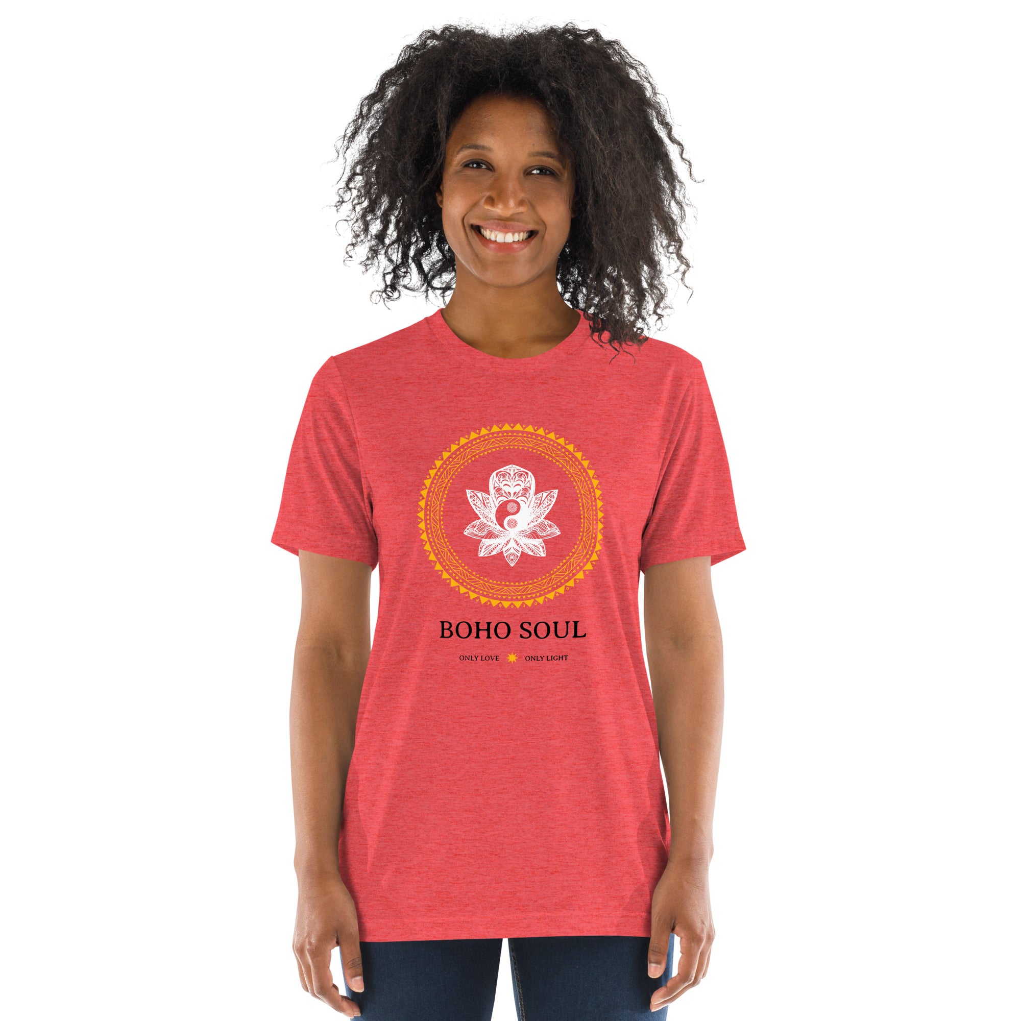 Boho Mandala Short Sleeve Tee: Boho Soul with Only Love, Only Light