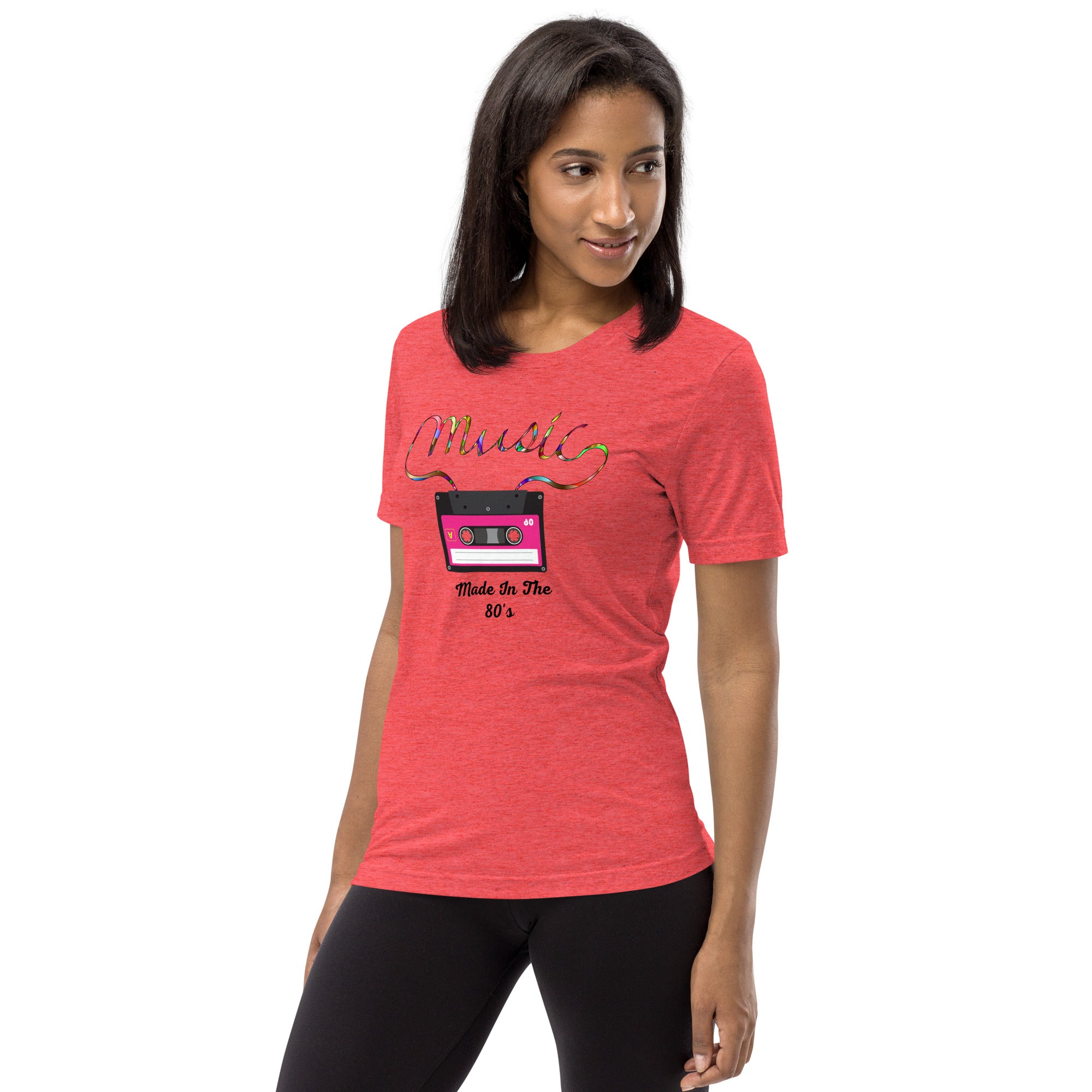 Unisex Tri-Blend T-Shirt - with ‘Music’ Slogan and 80’s Cassette Tape Graphic