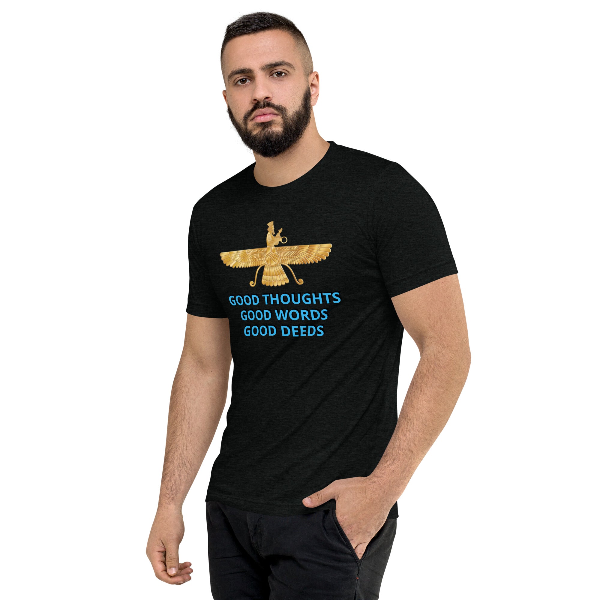 Faravahar Symbol Tee: Good Thoughts, Good Words, Good Deeds