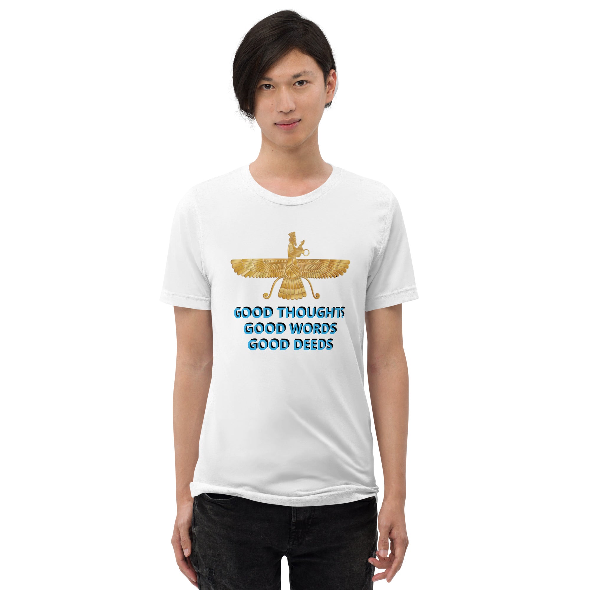 Faravahar Symbol Tee: Good Thoughts, Good Words, Good Deeds