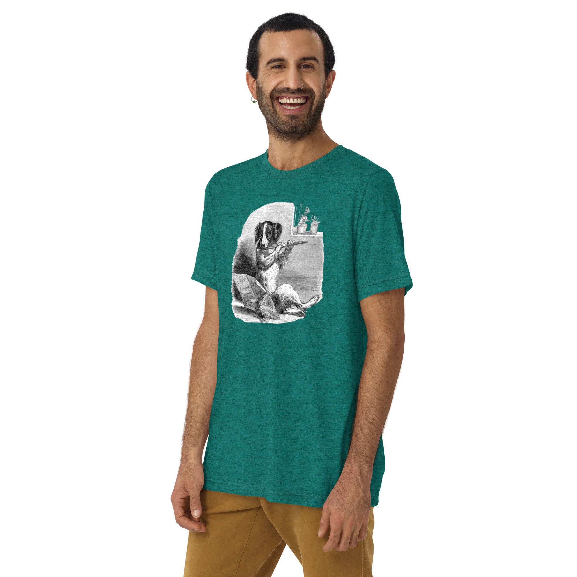 Unisex Tri-Blend T-Shirt: Comfortable & Durable with Dog Flute Graphic