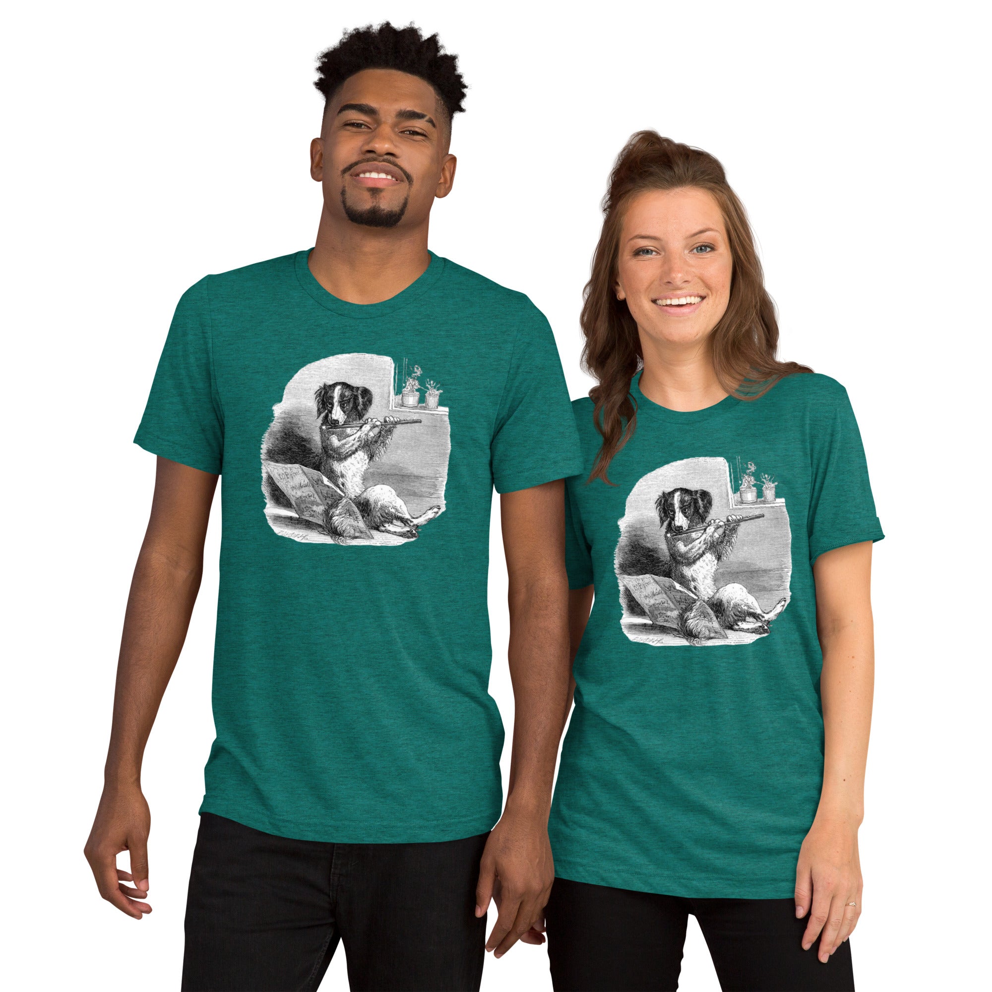 Unisex Tri-Blend T-Shirt: Comfortable & Durable with Dog Flute Graphic