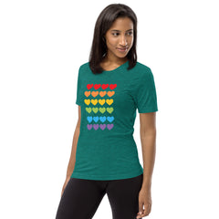 Unisex Tri-Blend T-Shirt with Pride Colors Mini Hearts Graphic