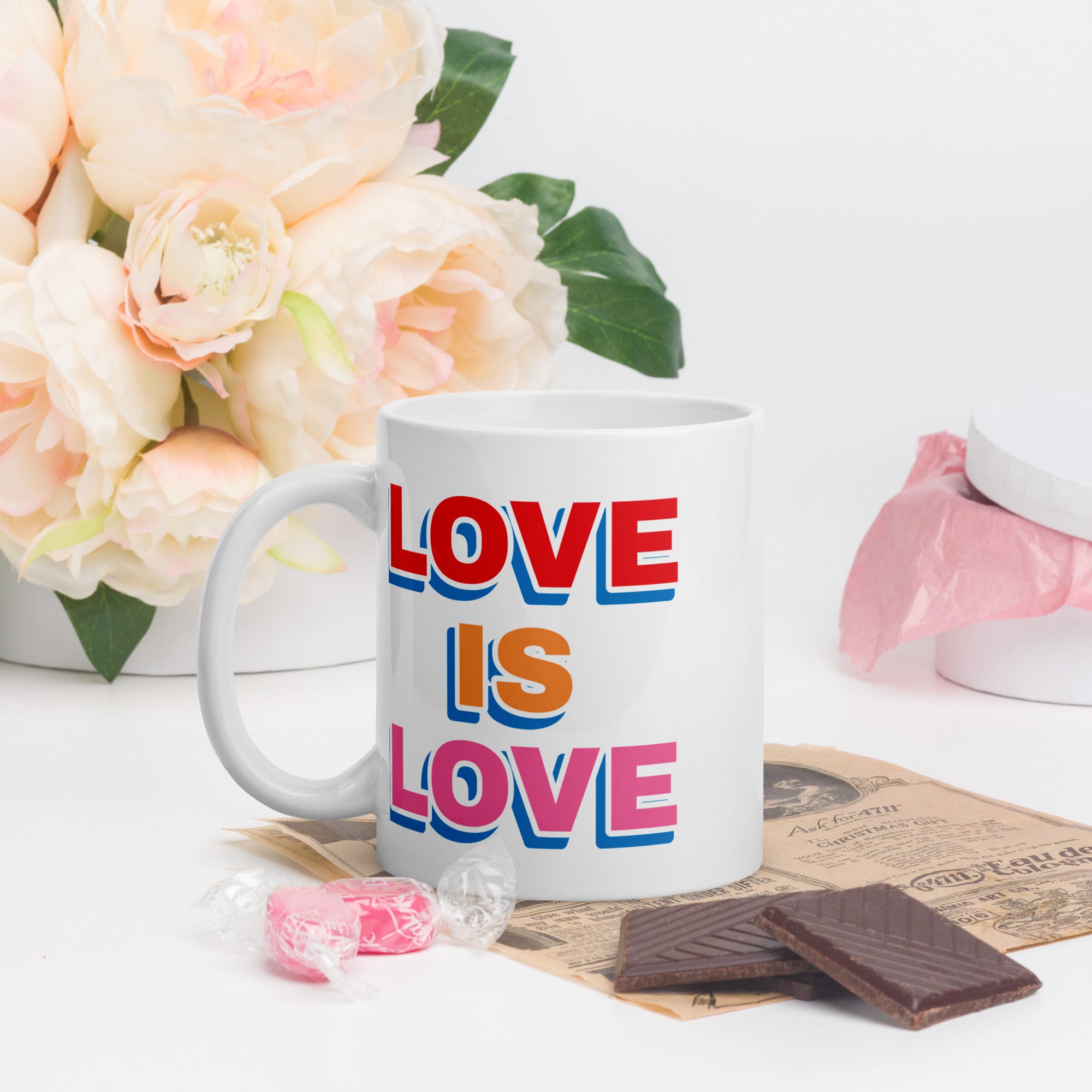 A Mug for Love: The Love Is Love White Ceramic glossy mug