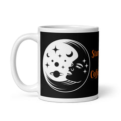 White Ceramic 11oz Mug with Moon and Universe Design