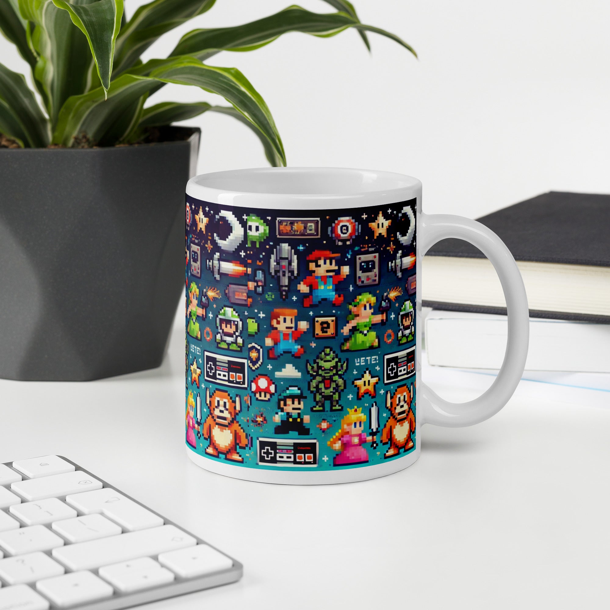 Retro Gamer Pixel Art Ceramic Mug