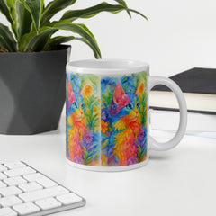 Watercolor Cat Ceramic Mug Artistic Floral Design