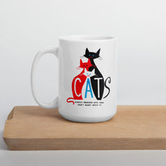 White Glossy Ceramic Mug For Cat Lovers