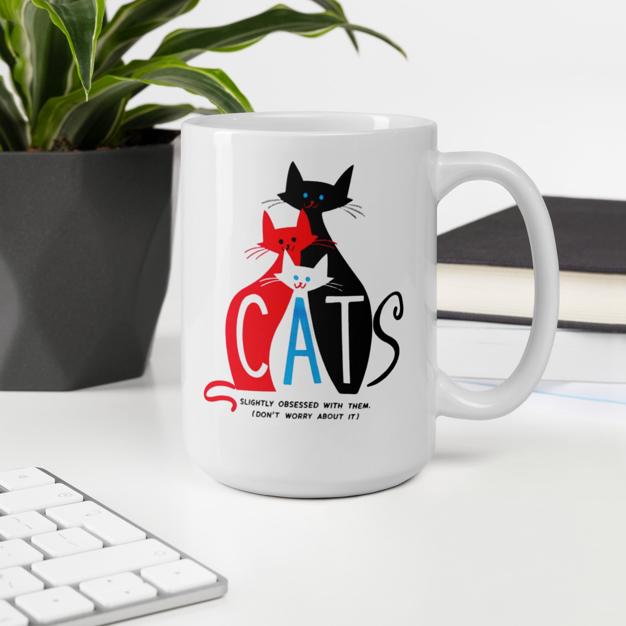 White Glossy Ceramic Mug For Cat Lovers