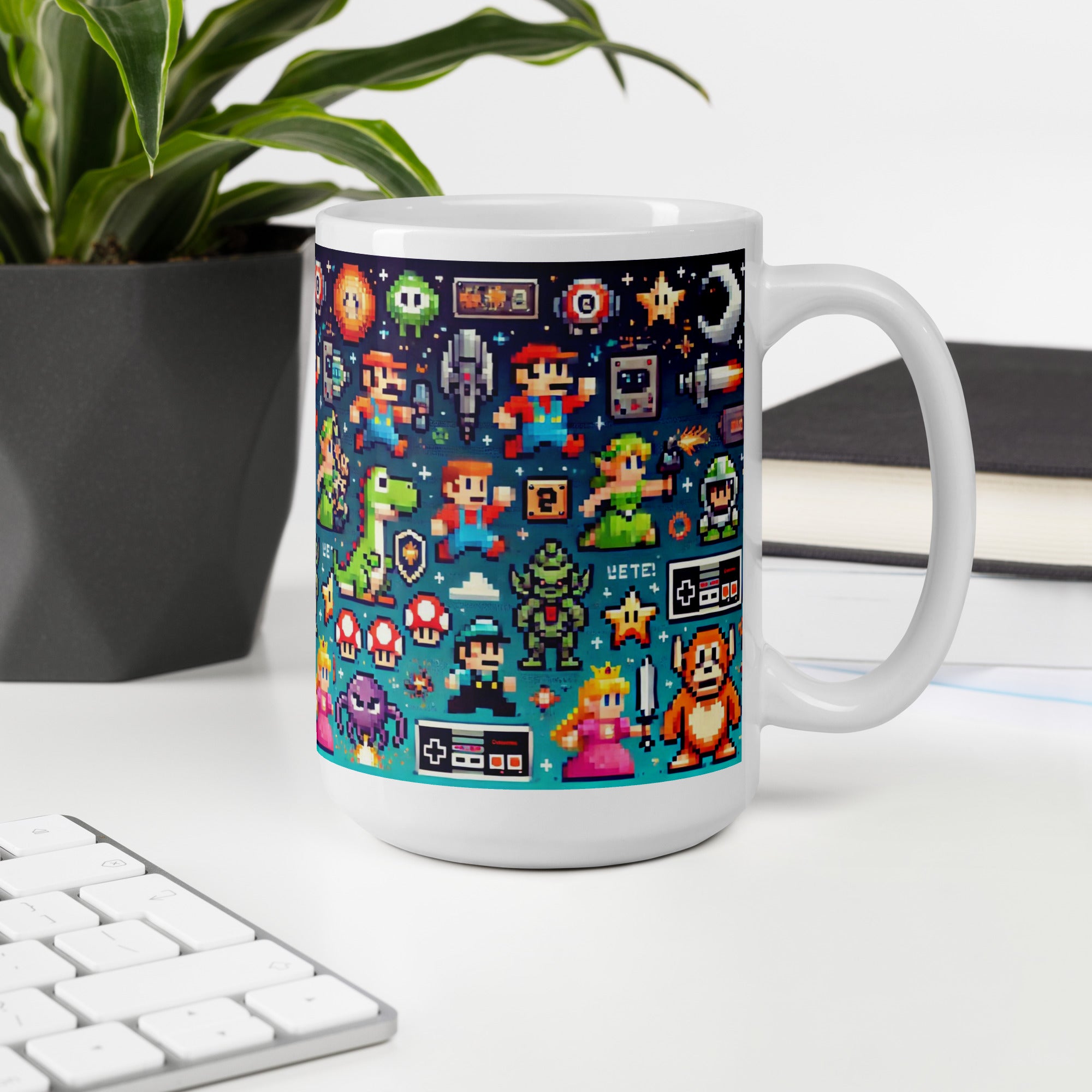 Retro Gamer Pixel Art Ceramic Mug