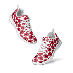 Women’s Lightweight Athletic Shoes - Sporty Style with Playful Lips Kiss Design