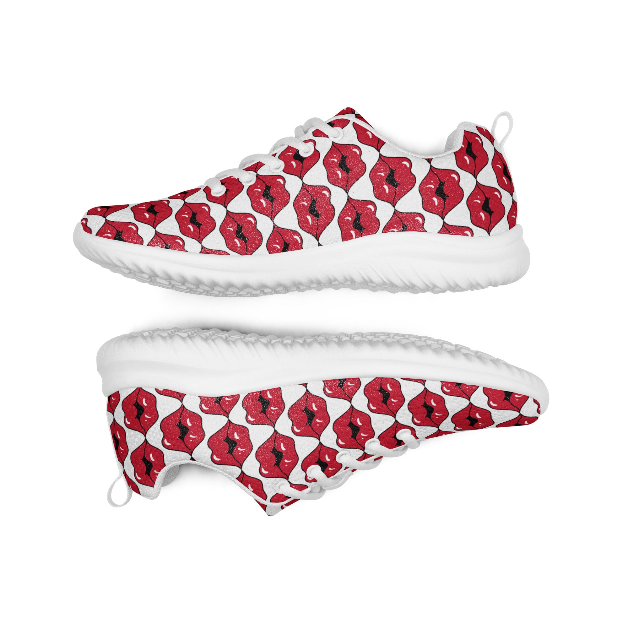 Women’s Lightweight Athletic Shoes - Sporty Style with Playful Lips Kiss Design