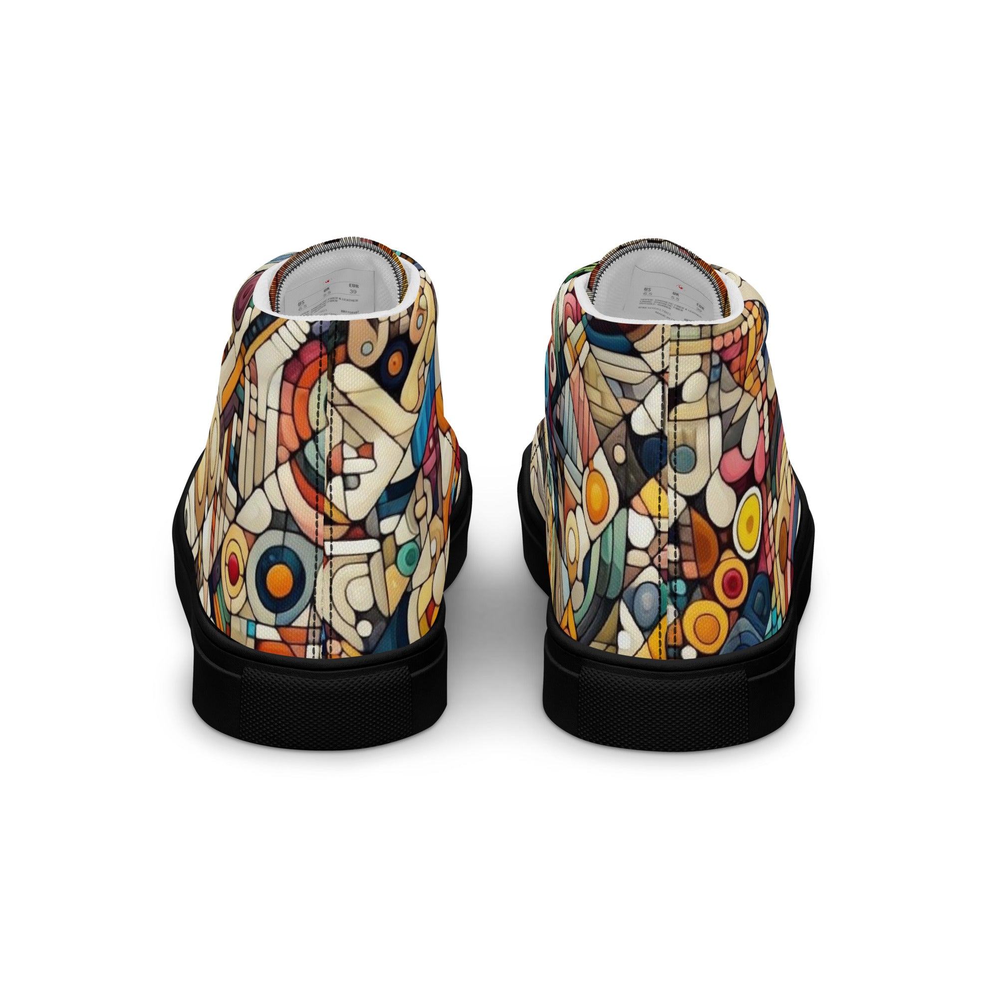 Women’s high top canvas shoes With Vibrant Geometric Pattern - Comfortable, Durable & Stylish