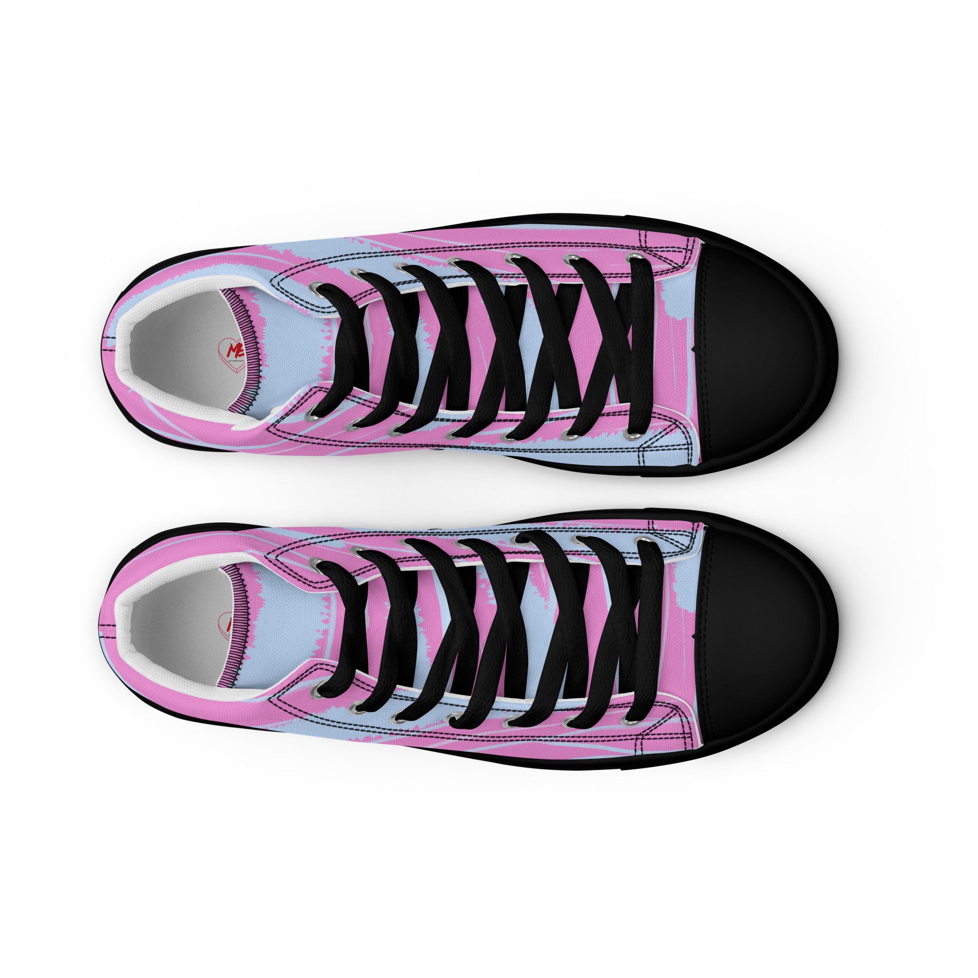 Abstract Pink Women’s High Top Canvas Shoes - Vibrant, Comfortable, and Stylish