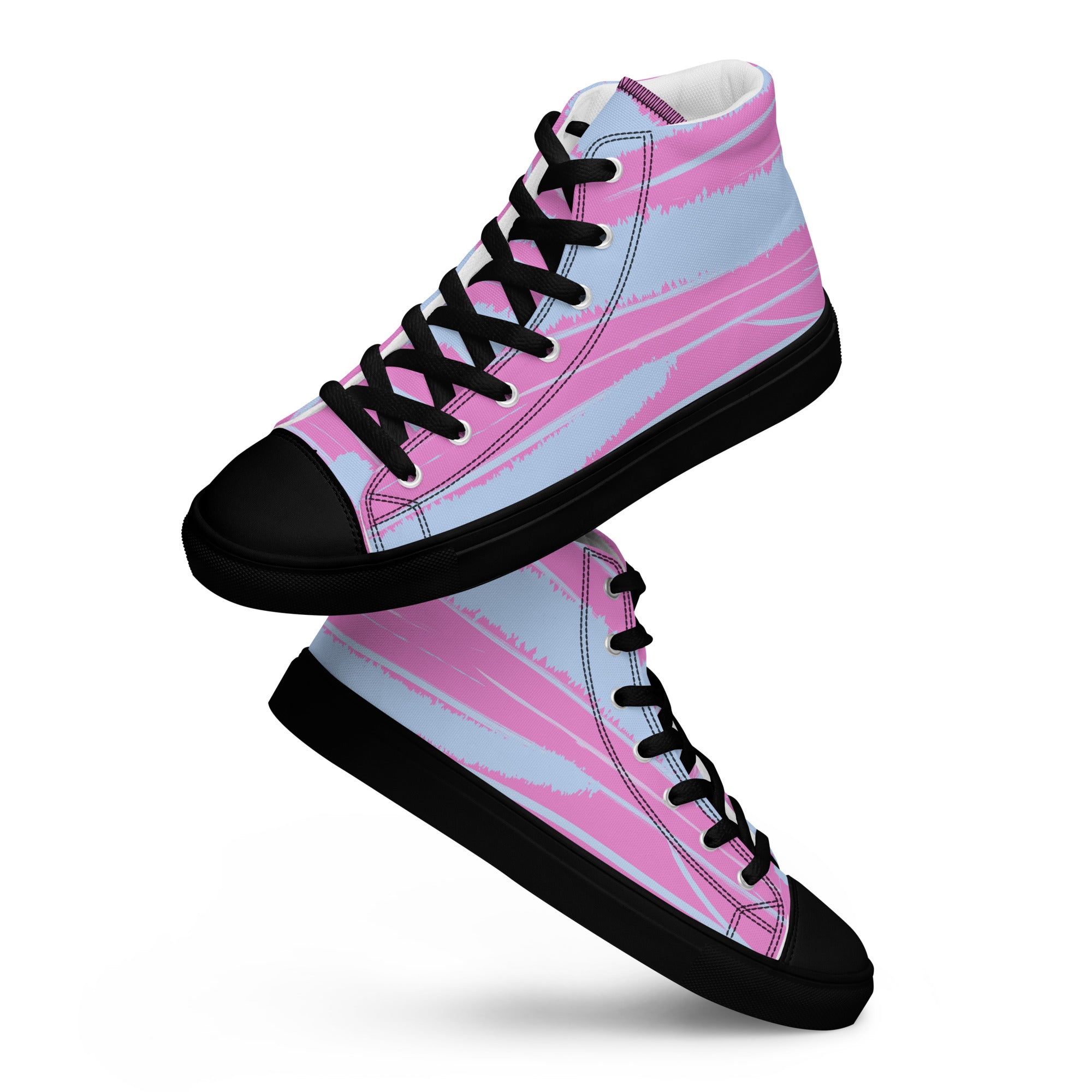 Abstract Pink Women’s High Top Canvas Shoes - Vibrant, Comfortable, and Stylish