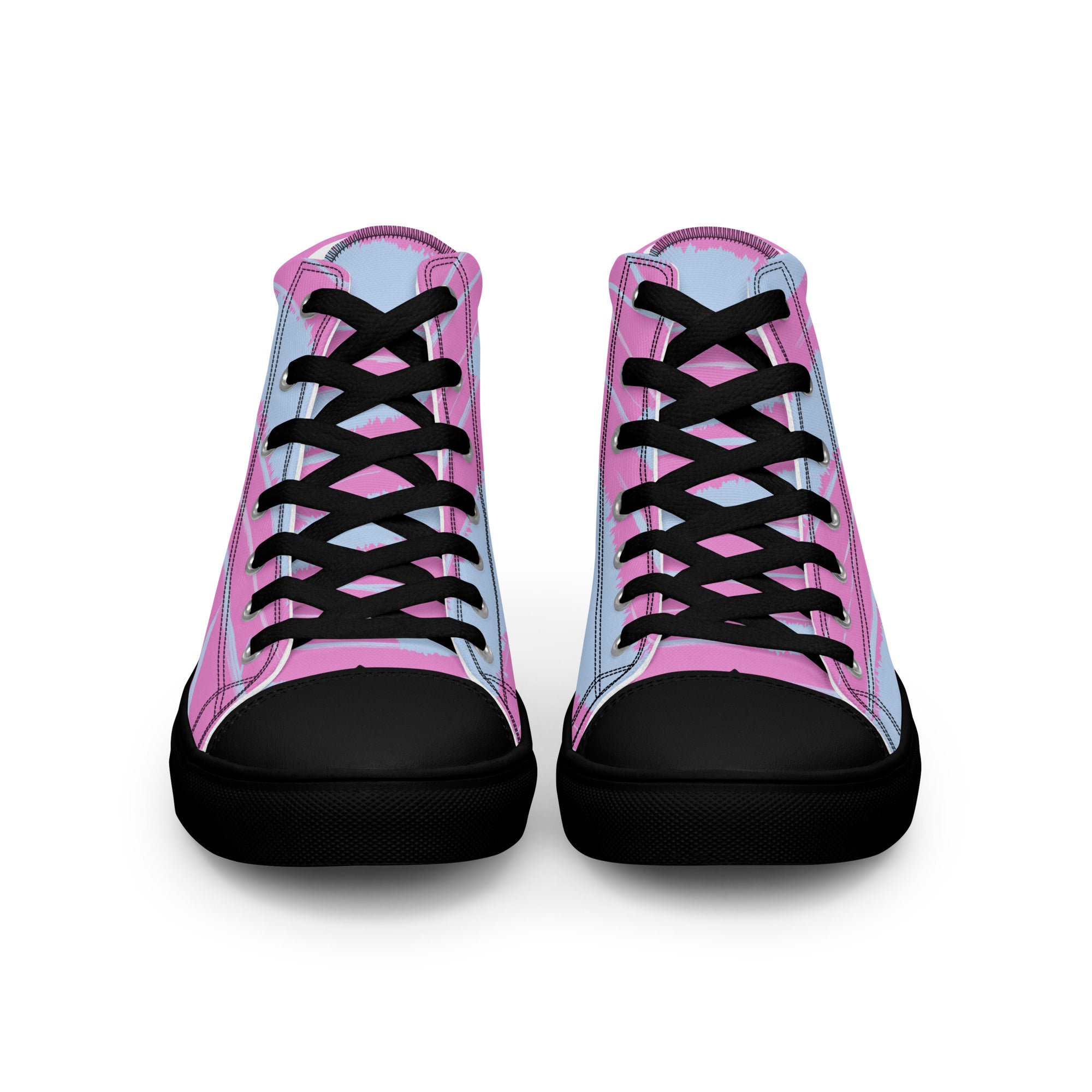 Abstract Pink Women’s High Top Canvas Shoes - Vibrant, Comfortable, and Stylish