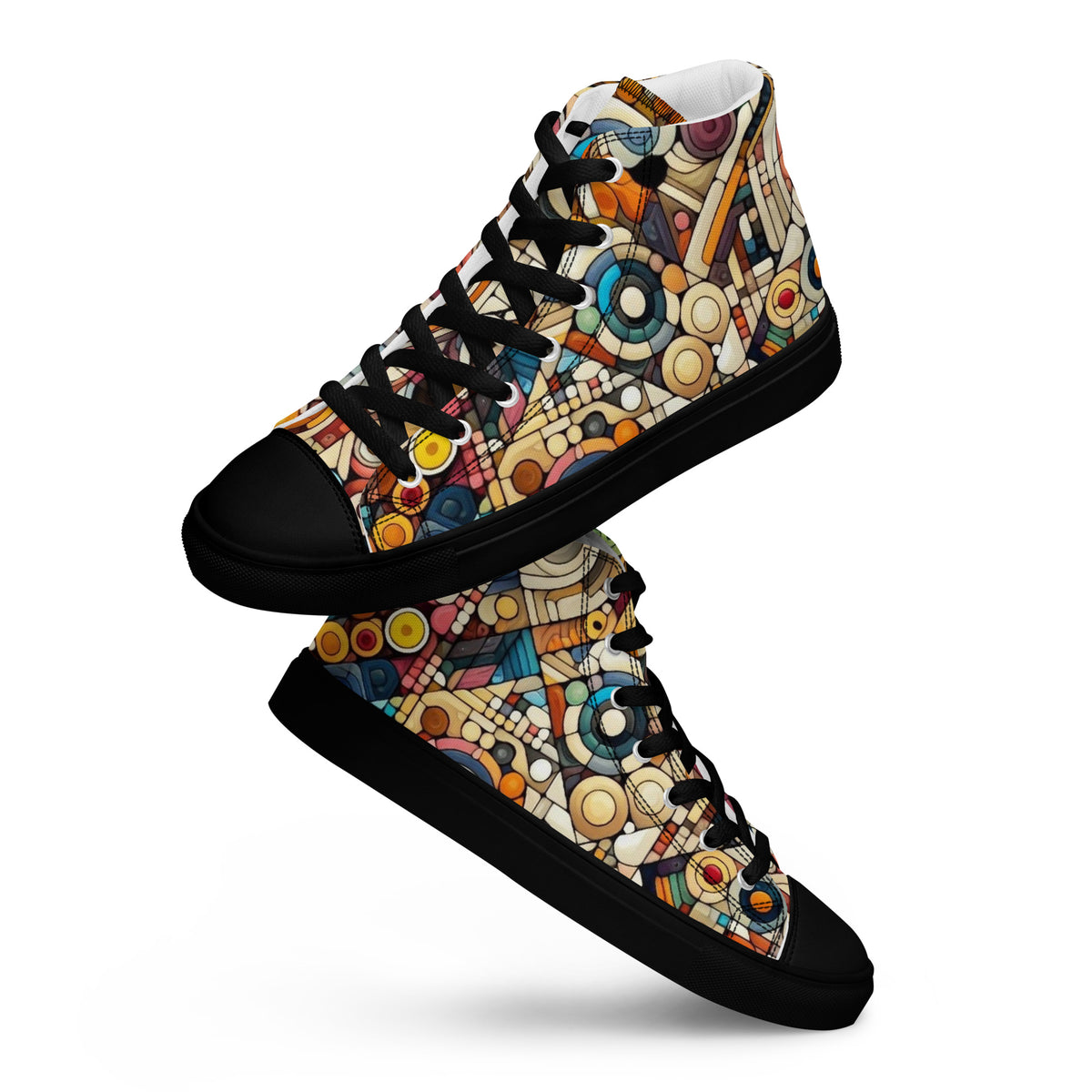 Women’s high top canvas shoes With Vibrant Geometric Pattern - Comfortable, Durable & Stylish