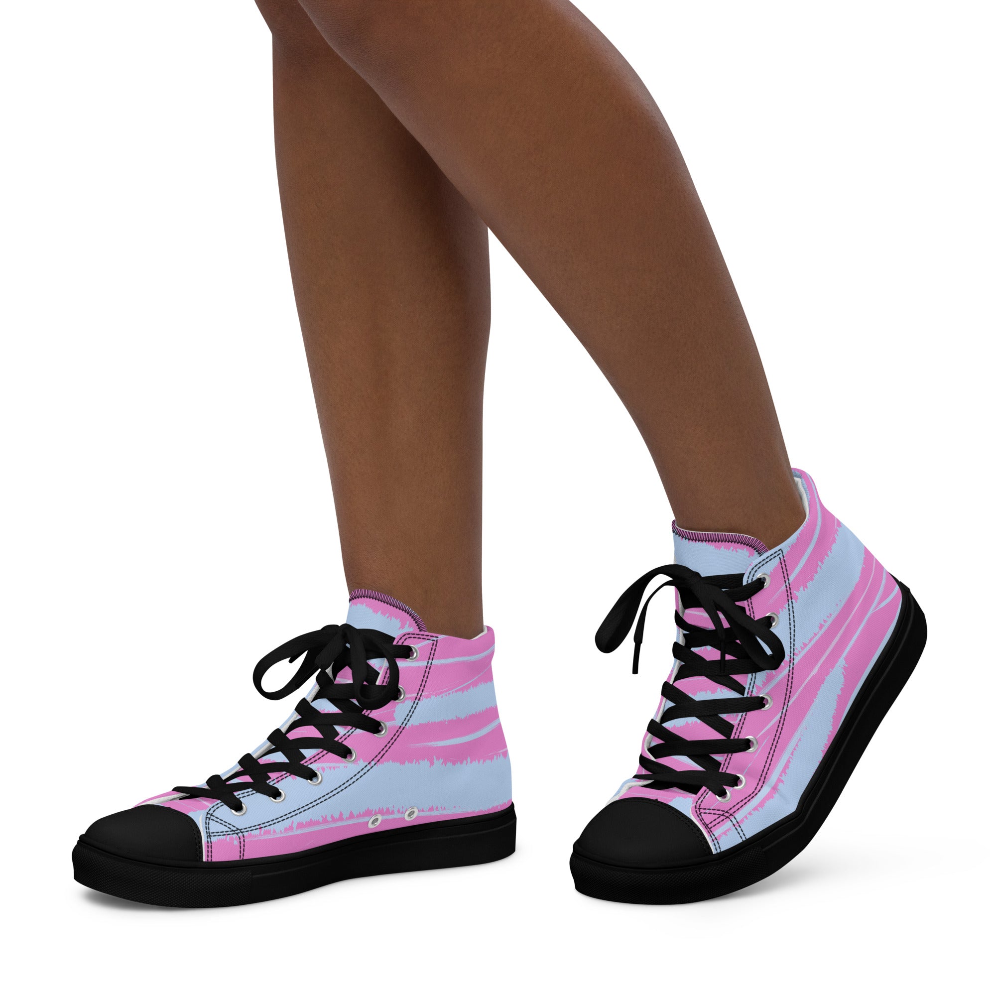 Abstract Pink Women’s High Top Canvas Shoes - Vibrant, Comfortable, and Stylish