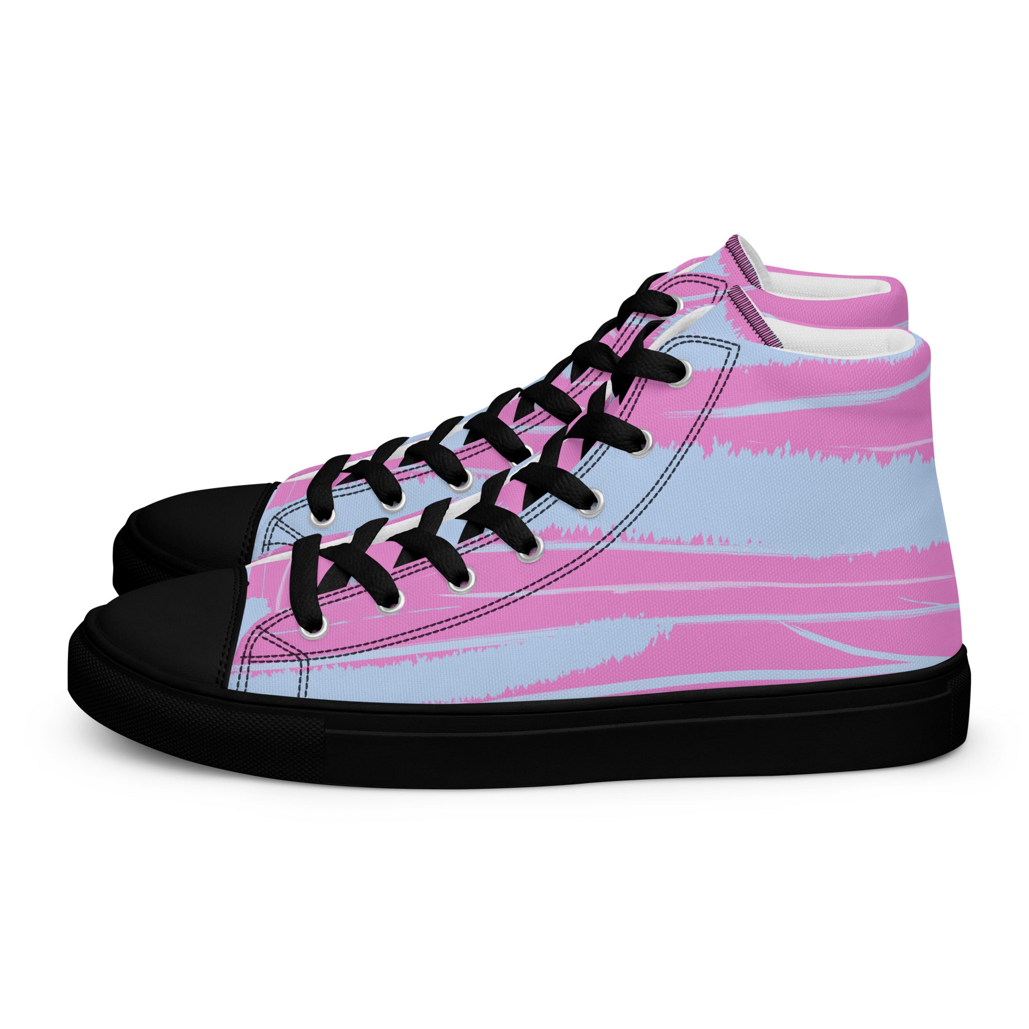 Abstract Pink Women’s High Top Canvas Shoes - Vibrant, Comfortable, and Stylish