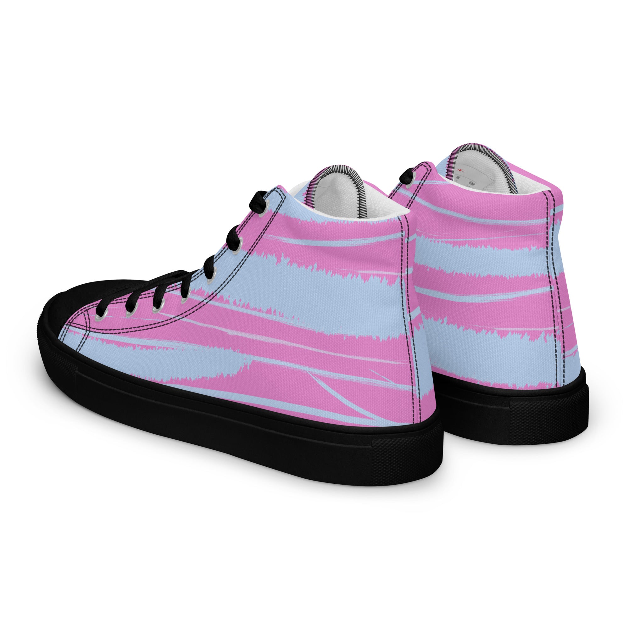 Abstract Pink Women’s High Top Canvas Shoes - Vibrant, Comfortable, and Stylish