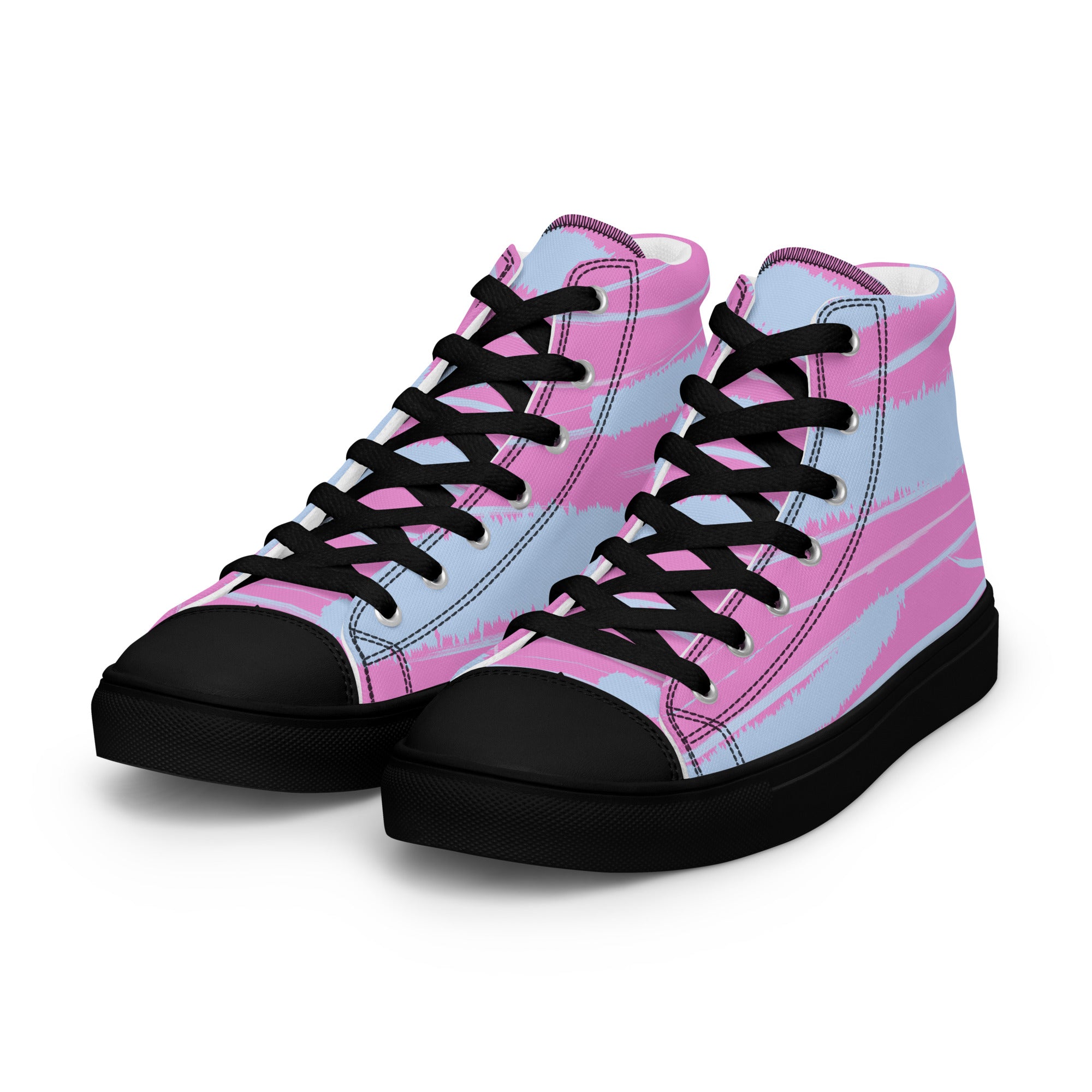 Abstract Pink Women’s High Top Canvas Shoes - Vibrant, Comfortable, and Stylish