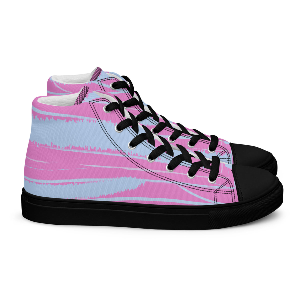 Abstract Pink Women’s High Top Canvas Shoes - Vibrant, Comfortable, and Stylish