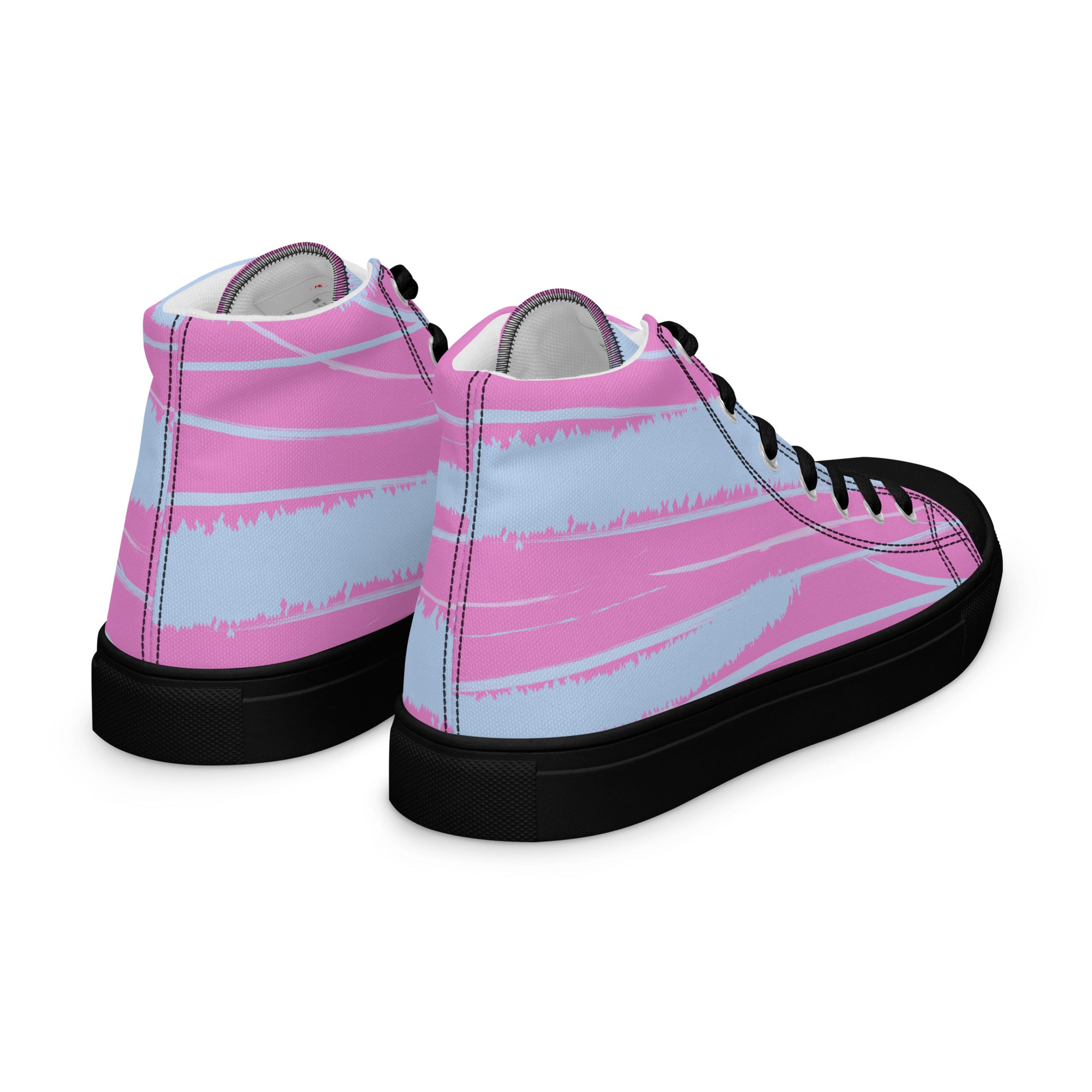 Abstract Pink Women’s High Top Canvas Shoes - Vibrant, Comfortable, and Stylish