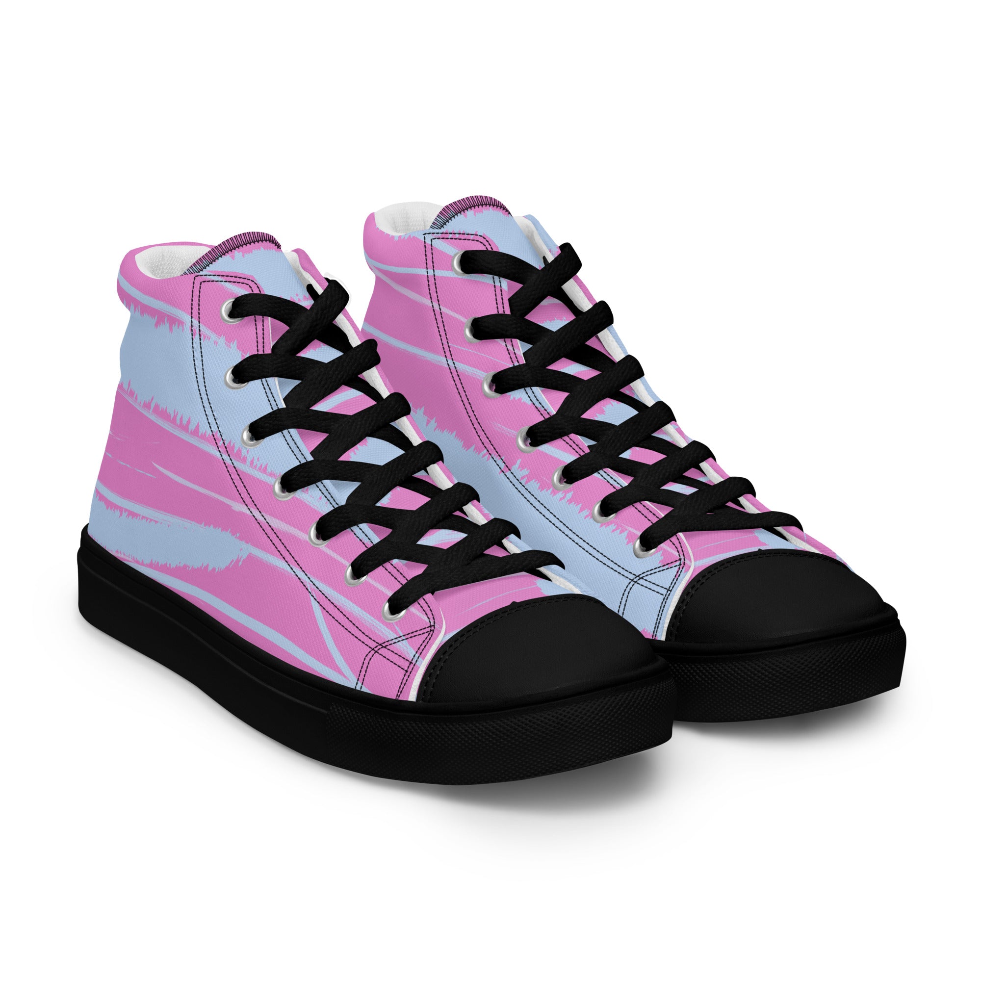 Abstract Pink Women’s High Top Canvas Shoes - Vibrant, Comfortable, and Stylish