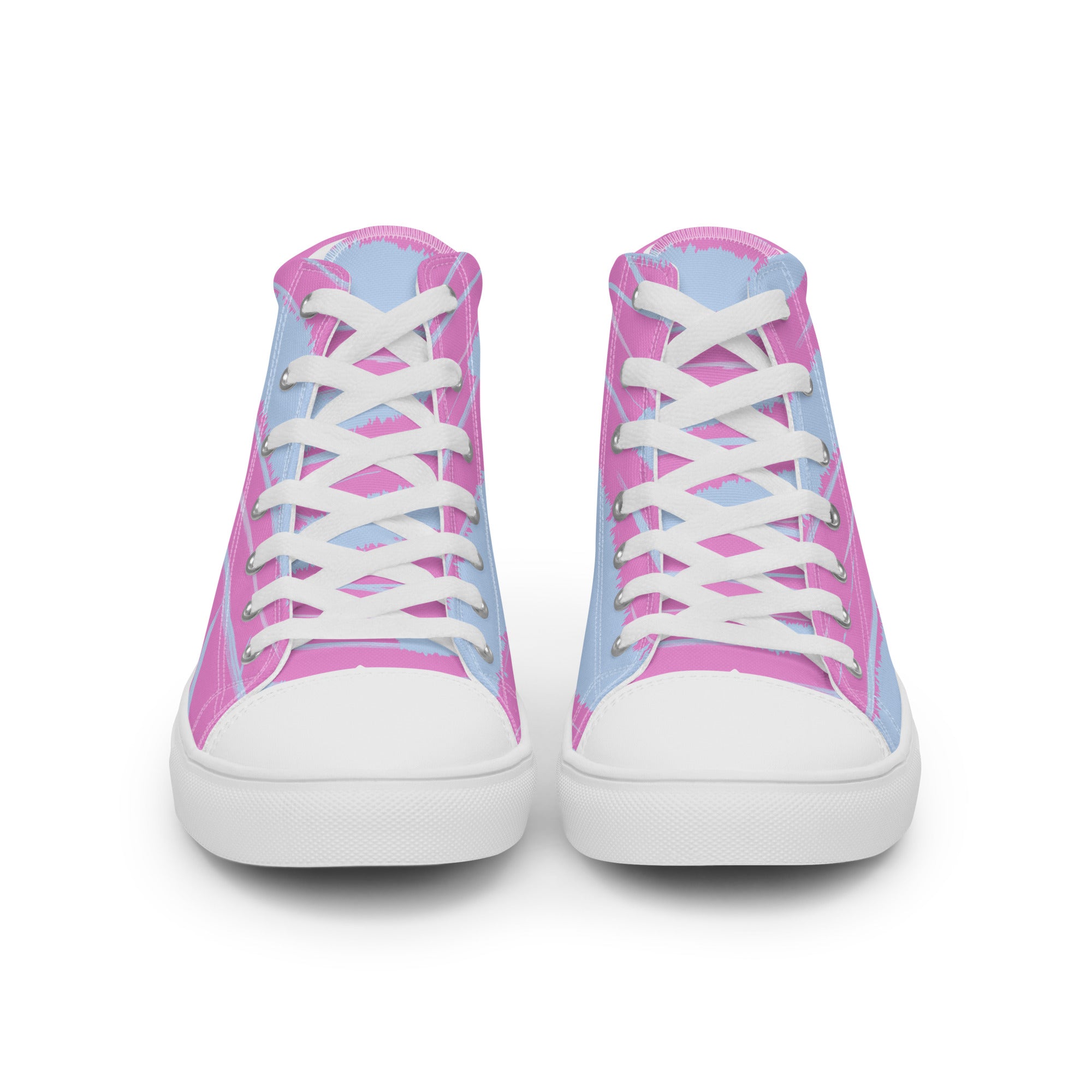 Abstract Pink Women’s High Top Canvas Shoes - Vibrant, Comfortable, and Stylish