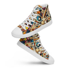 Women’s high top canvas shoes With Vibrant Geometric Pattern - Comfortable, Durable & Stylish