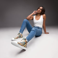 Women’s high top canvas shoes With Vibrant Geometric Pattern - Comfortable, Durable & Stylish