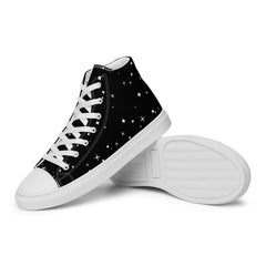 Starry Night Women's High-Tops: Black Canvas Shoes with Star Accents