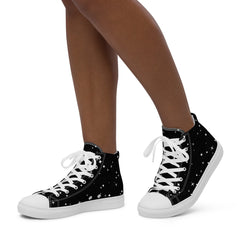 Starry Night Women's High-Tops: Black Canvas Shoes with Star Accents