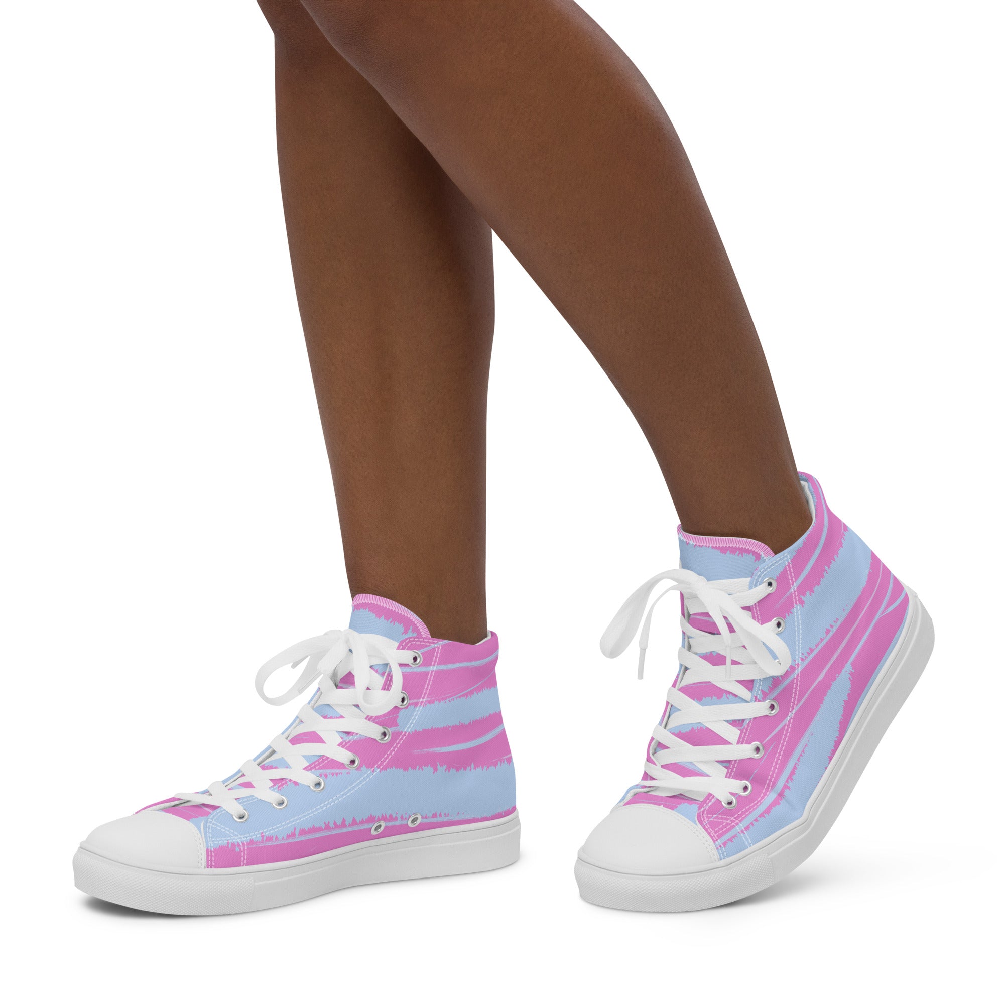 Abstract Pink Women’s High Top Canvas Shoes - Vibrant, Comfortable, and Stylish