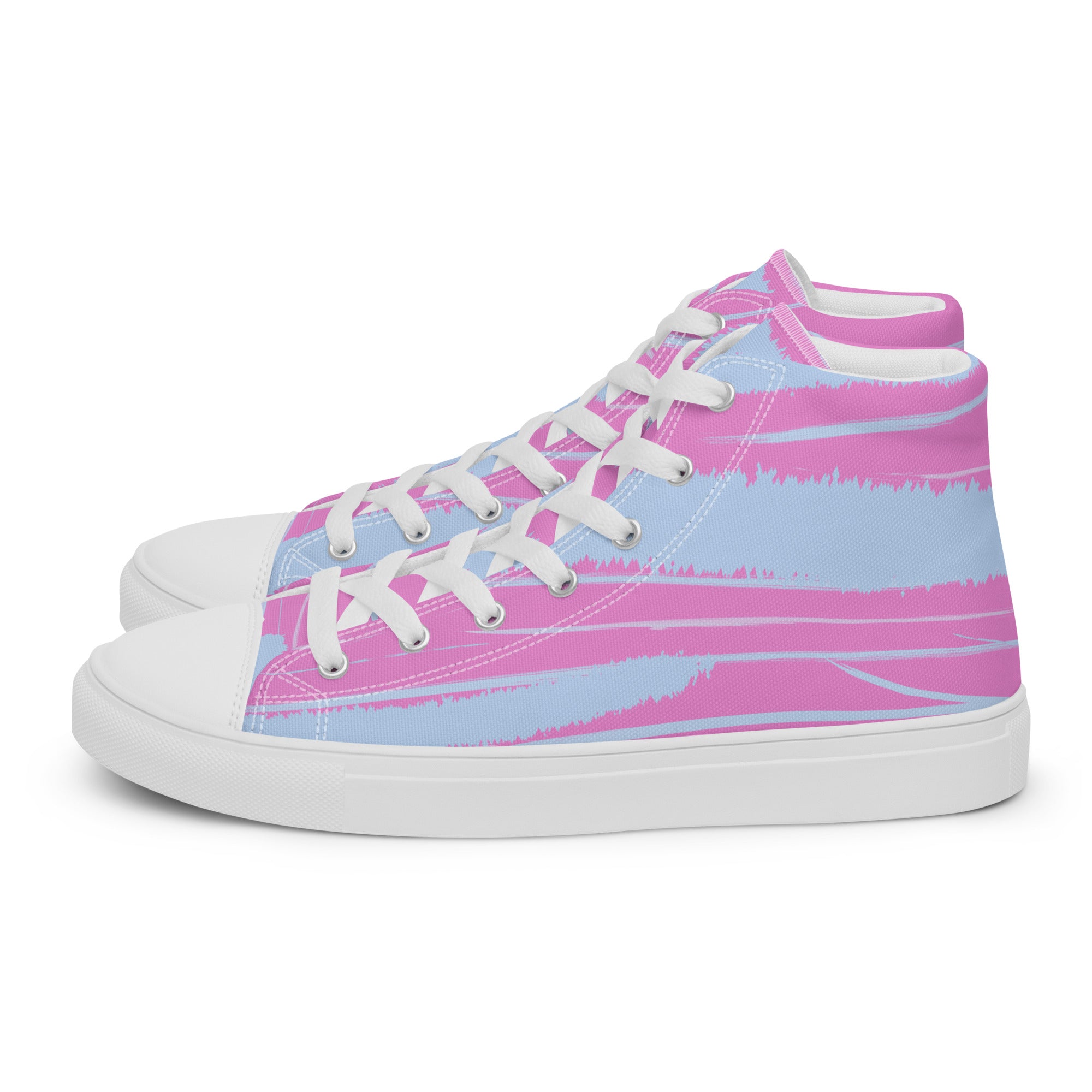 Abstract Pink Women’s High Top Canvas Shoes - Vibrant, Comfortable, and Stylish