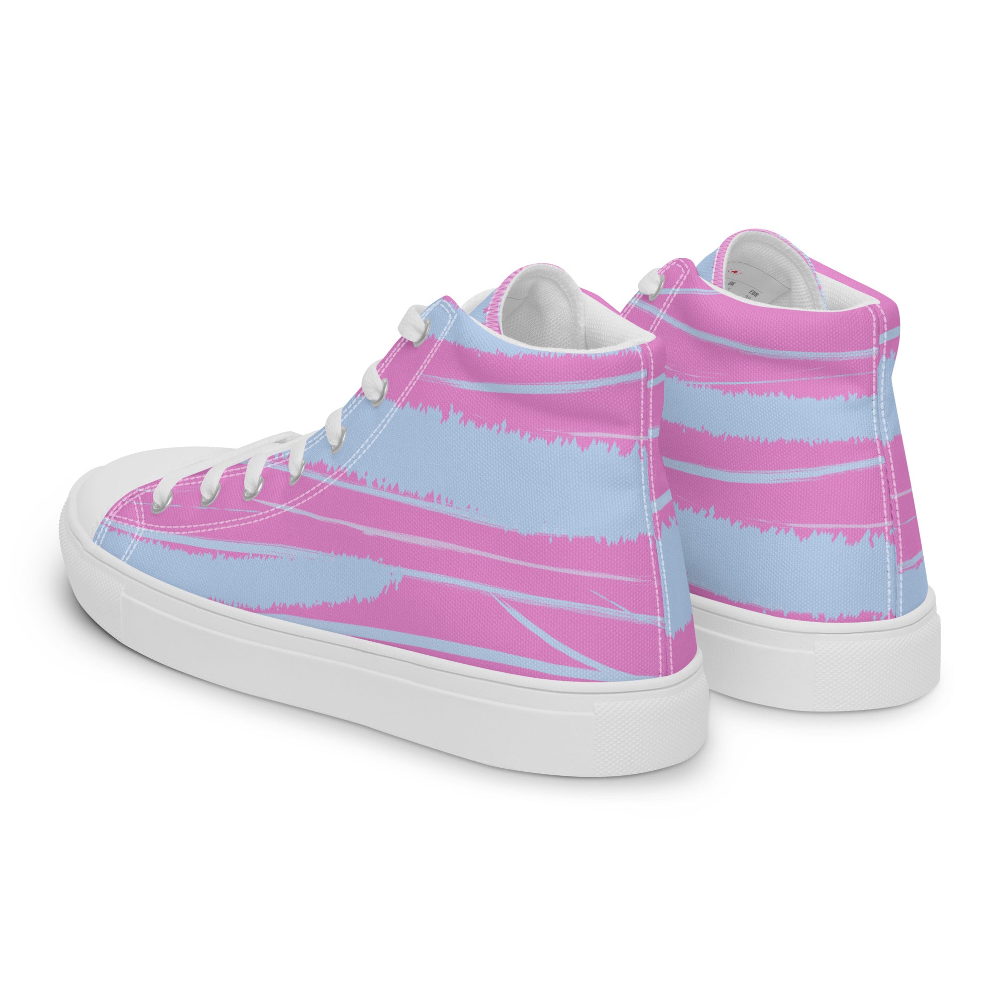 Abstract Pink Women’s High Top Canvas Shoes - Vibrant, Comfortable, and Stylish