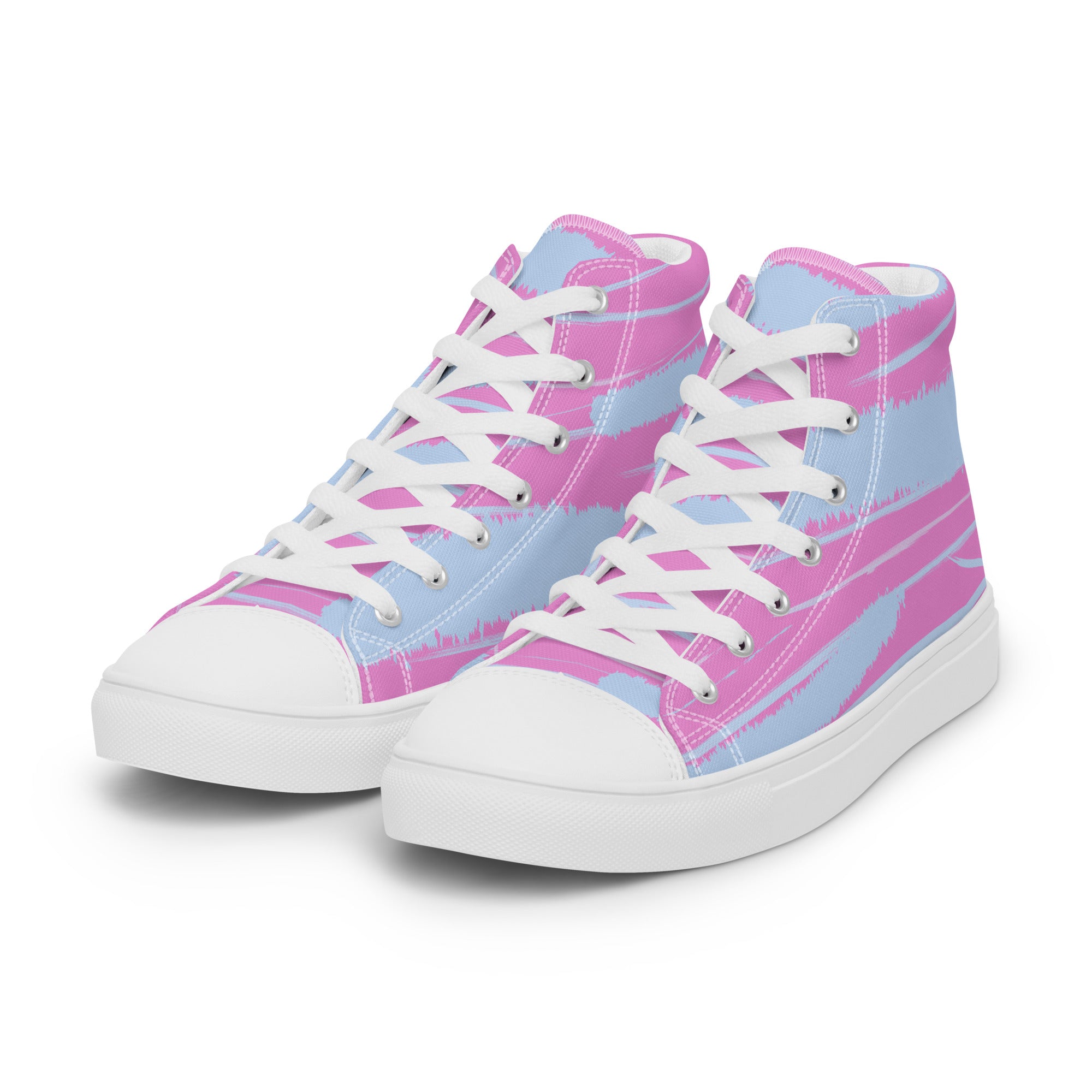 Abstract Pink Women’s High Top Canvas Shoes - Vibrant, Comfortable, and Stylish