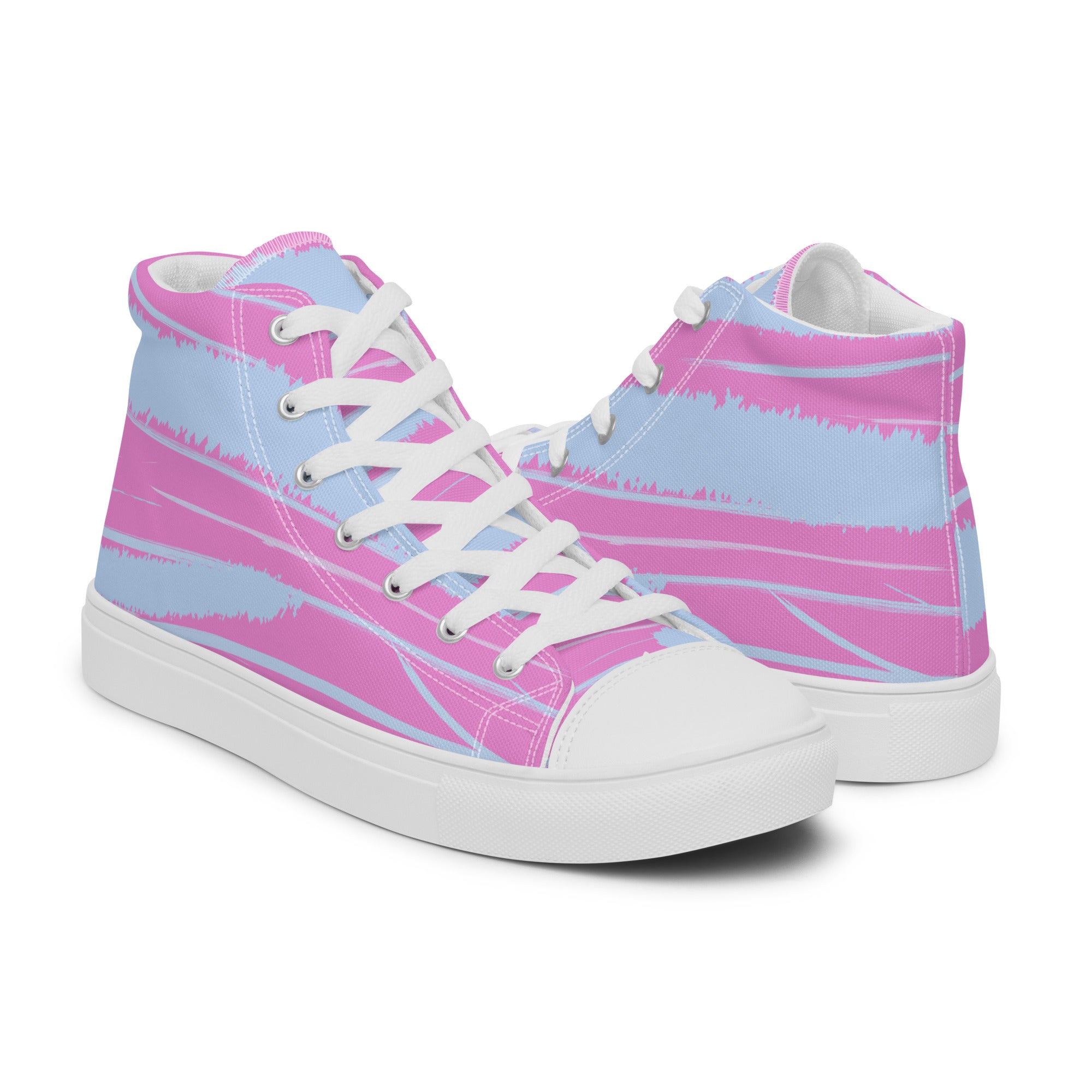 Abstract Pink Women’s High Top Canvas Shoes - Vibrant, Comfortable, and Stylish