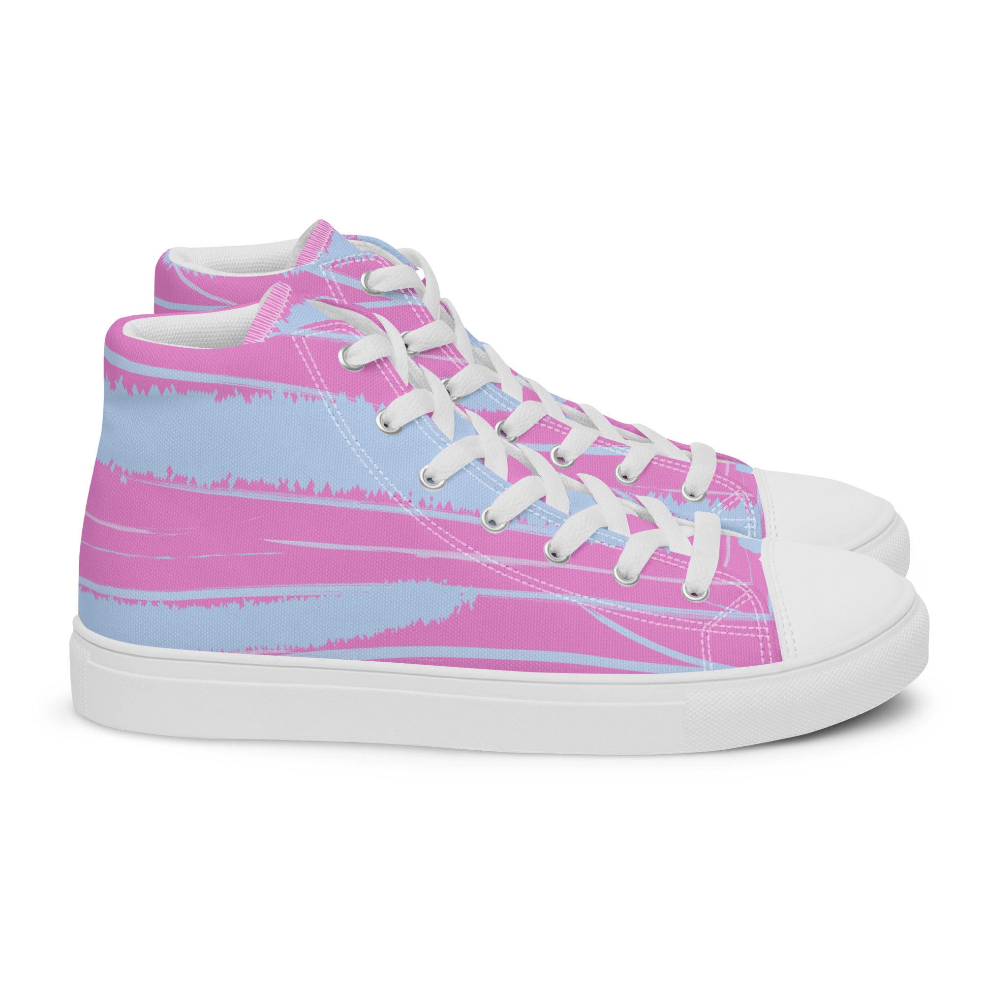 Abstract Pink Women’s High Top Canvas Shoes - Vibrant, Comfortable, and Stylish