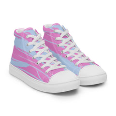 Abstract Pink Women’s High Top Canvas Shoes - Vibrant, Comfortable, and Stylish