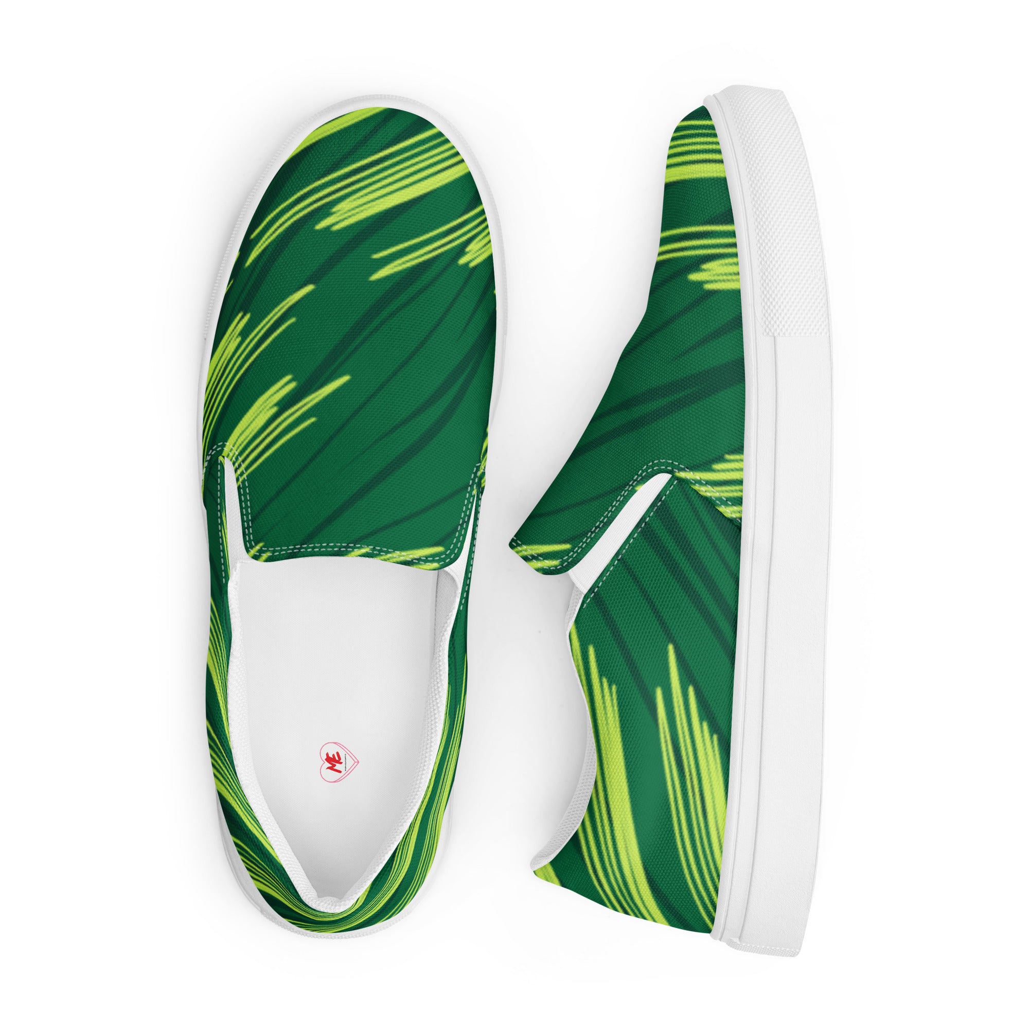 Abstract Green Pattern Women’s slip-on canvas shoes