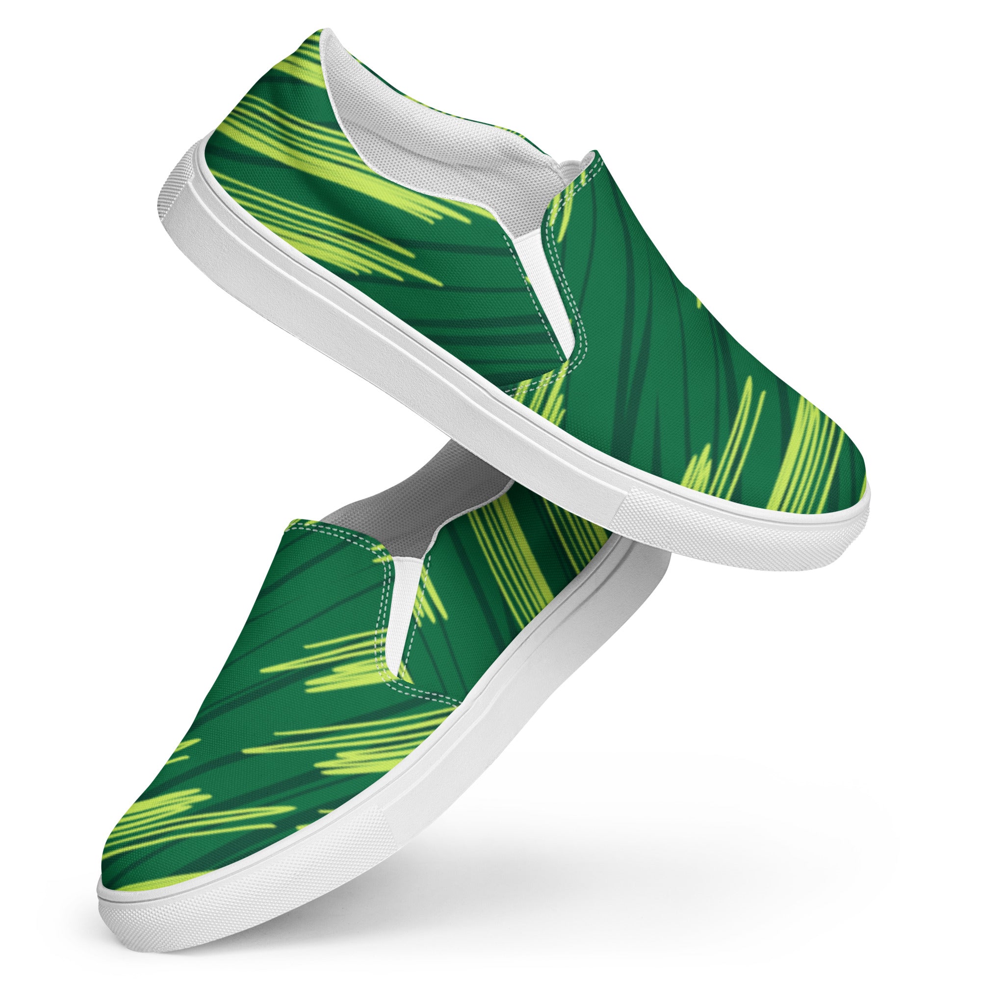 Abstract Green Pattern Women’s slip-on canvas shoes