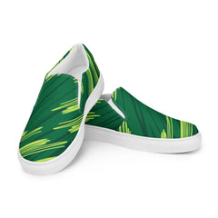 Abstract Green Pattern Women’s slip-on canvas shoes