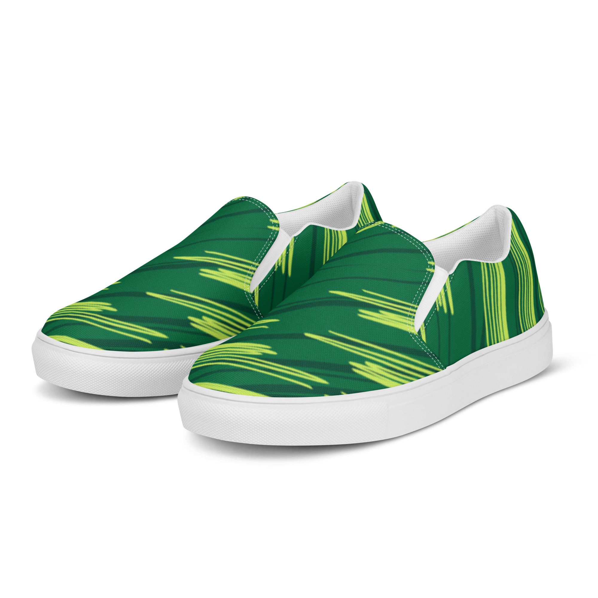 Abstract Green Pattern Women’s slip-on canvas shoes