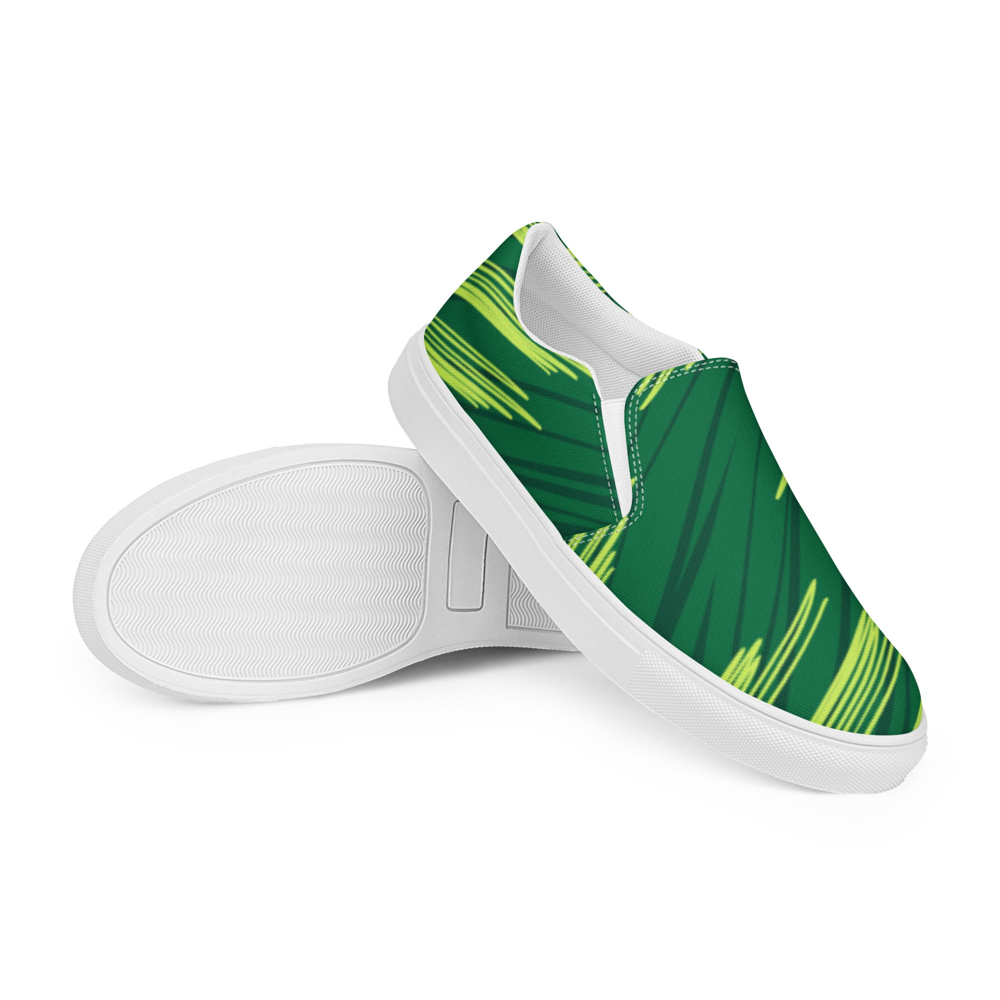 Abstract Green Pattern Women’s slip-on canvas shoes